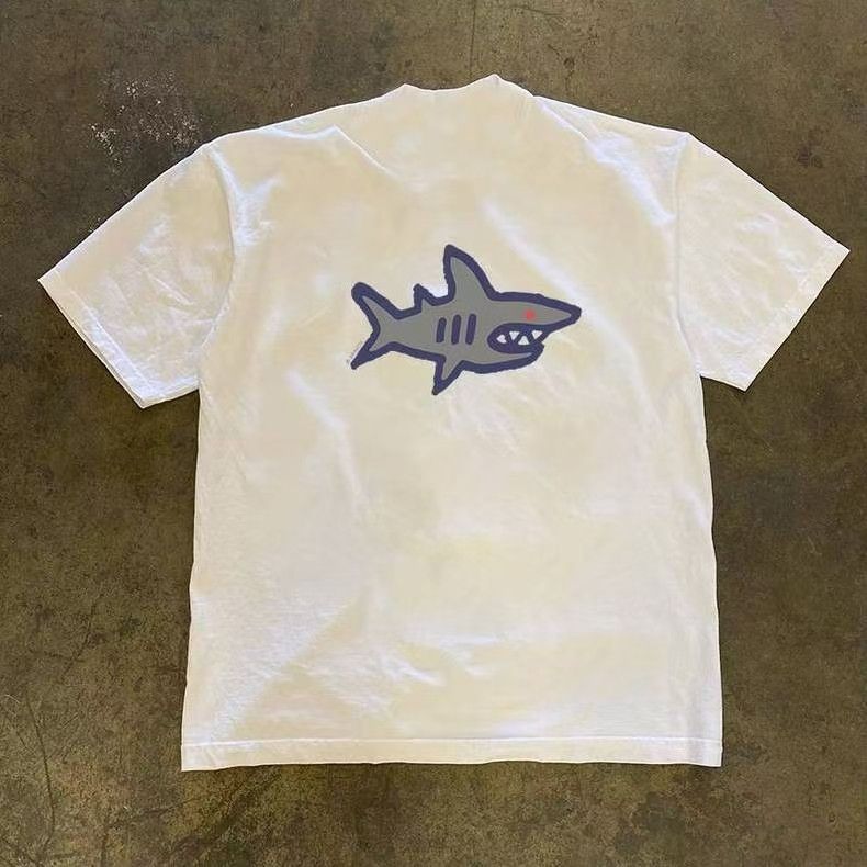 Japanese Brand × Vintage White retro shark print t-shirt Size US M / EU 48-50 / 2 - 1 Thumbnail