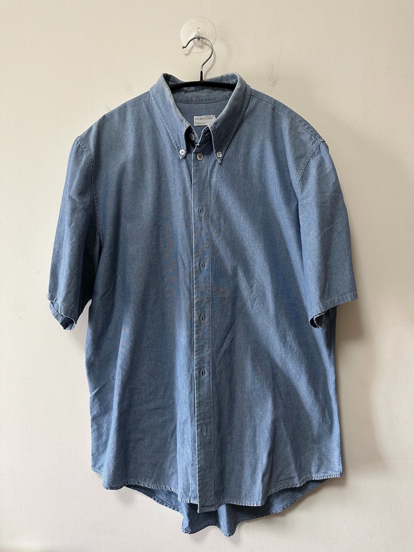 Helmut Lang Helmut Lang 1996 Short Sleeve Denim Shirt Oversized Size 52 Size US L / EU 52-54 / 3 - 1 Thumbnail