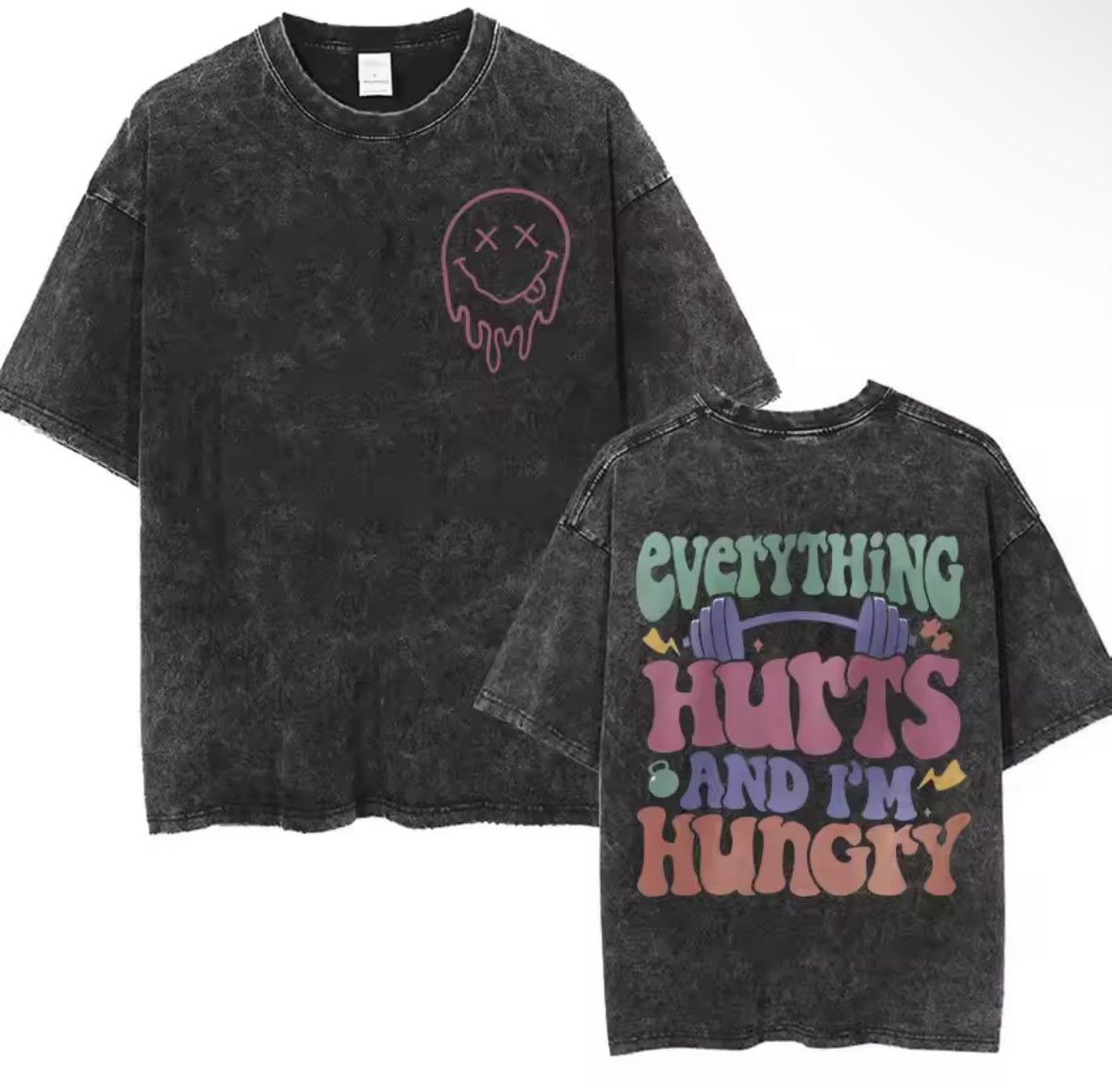 Japanese Brand Y2K Vintage Everything Hurts Gym Washed Short Sleeve T-Shirt Size US M / EU 48-50 / 2 - 1 Thumbnail