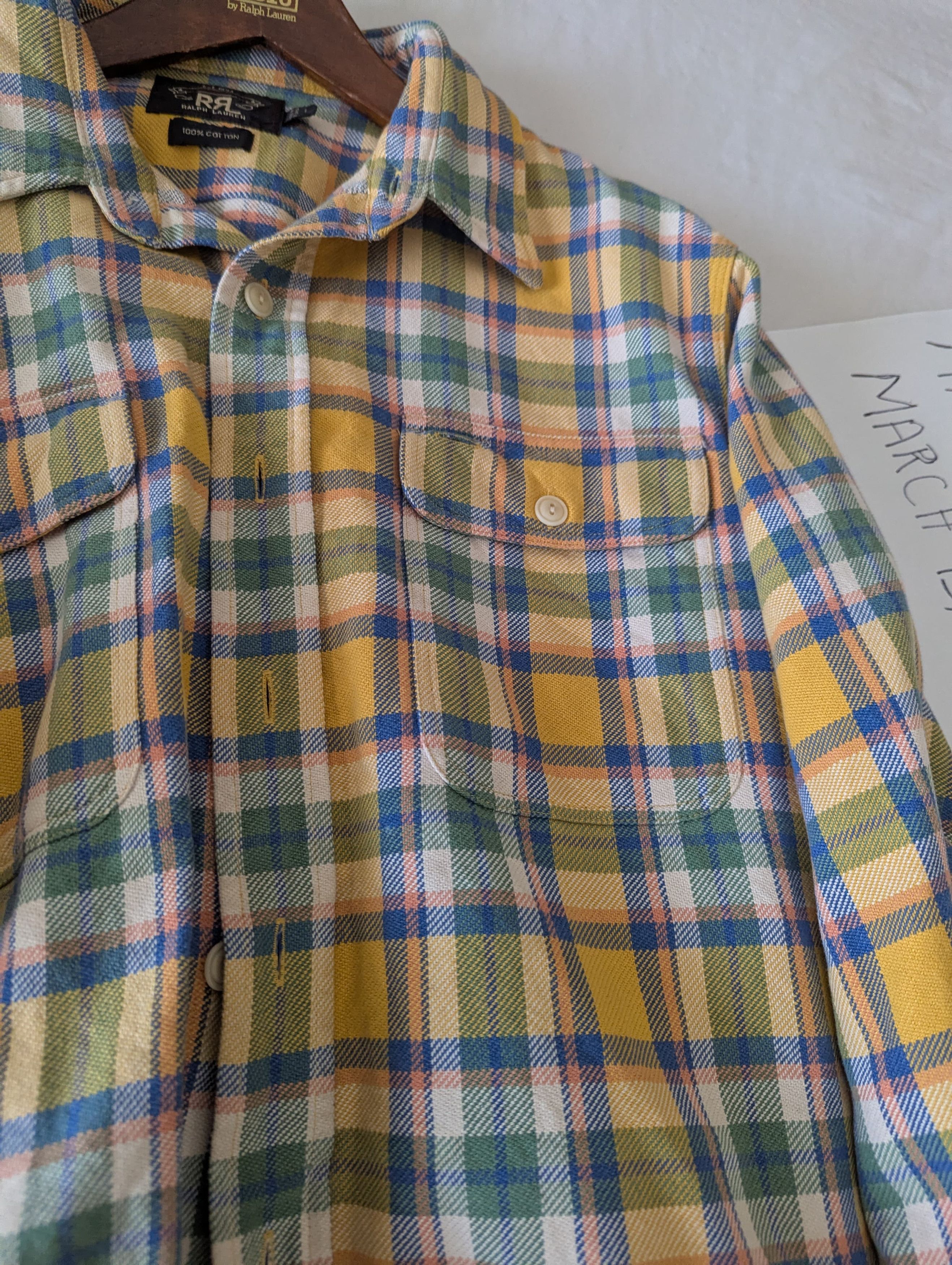 RRL Ralph Lauren Flannel Cotton Shirt Size US L / EU 52-54 / 3 - 4 Thumbnail