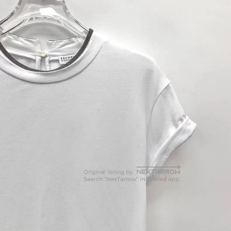 Brunello Cucinelli Brunello Cucinelli White cotton round-neck short-sleeve T- Size XS / US 0-2 / IT 36-38 - 3 Thumbnail