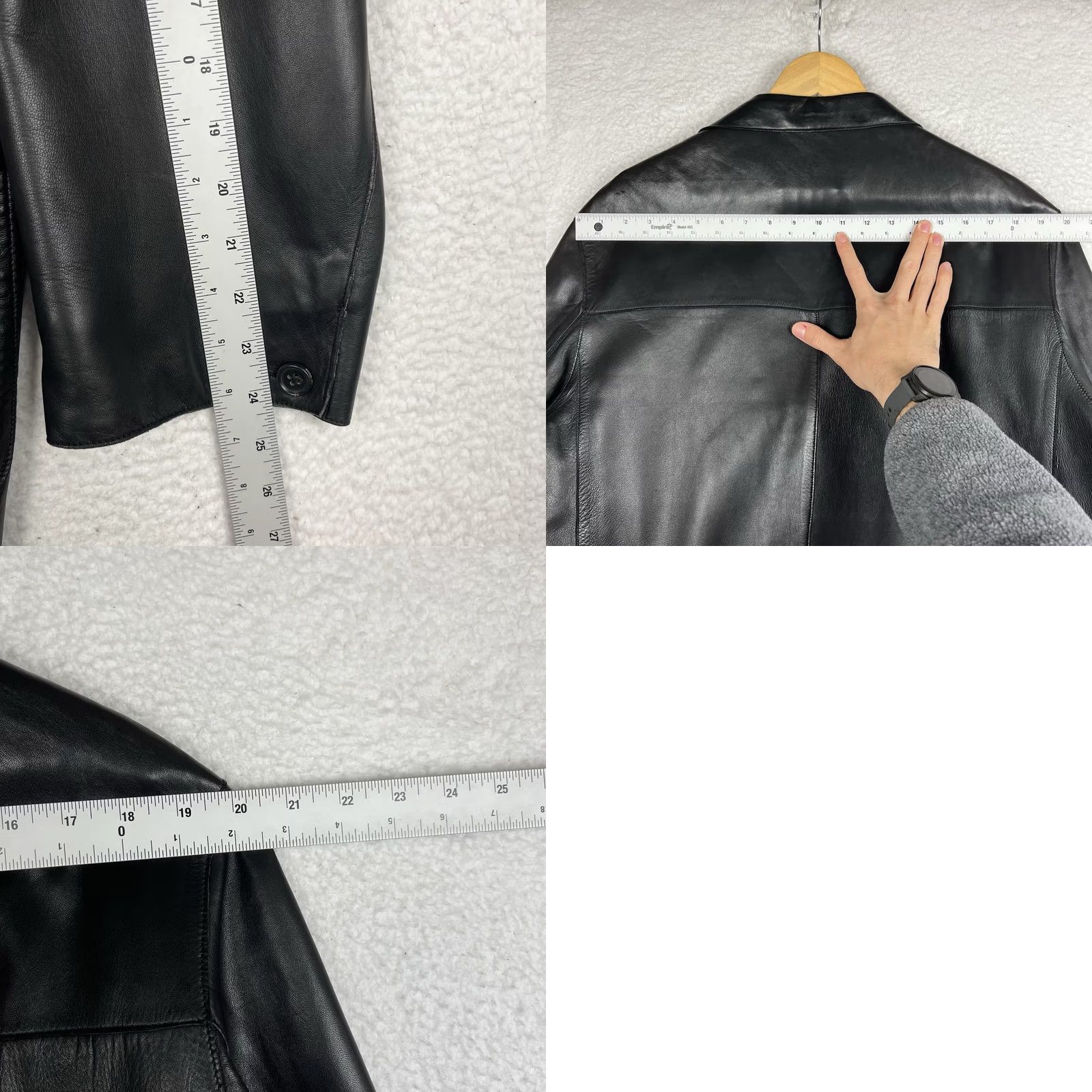 Hugo Boss HUGO BOSS Black Leather Blazer Jacket 40R Spanish Lambskin 4 Button Men Size 40R - 9 Thumbnail