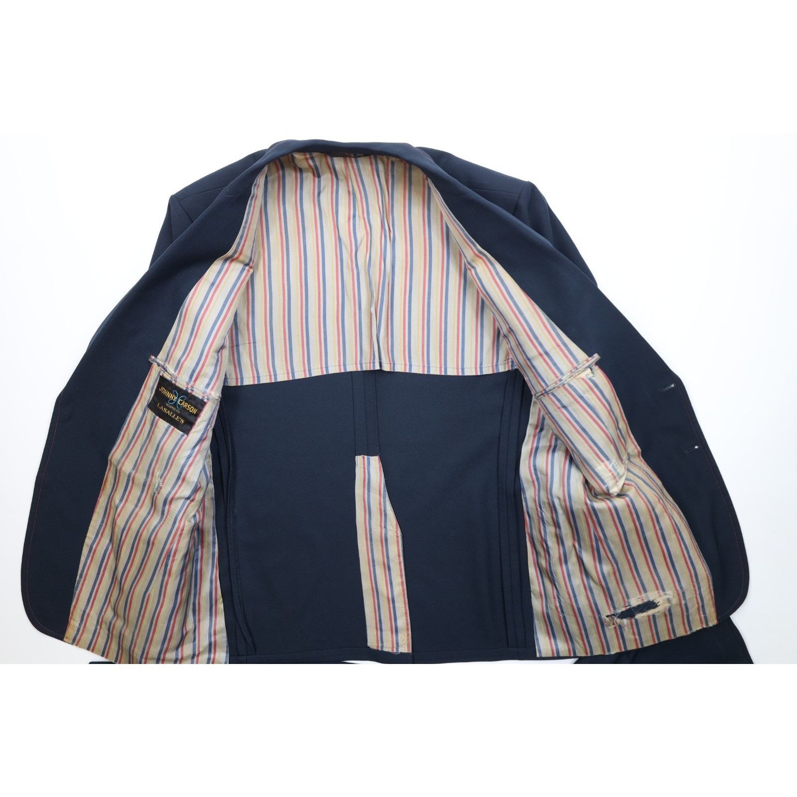 Vintage Vintage 70s Streetwear 2 Piece Suit Wedding Navy Blue Size 44R - 5 Thumbnail