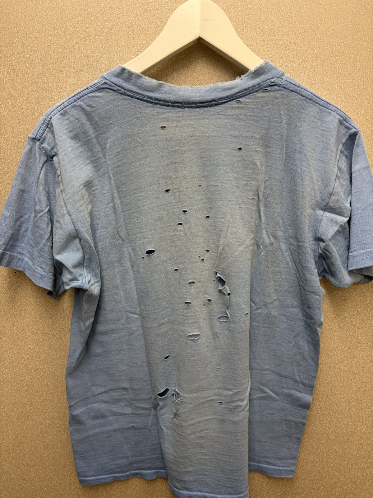 Vintage Vintage Blue Trashed TShirt ***single stich Size US S / EU 44-46 / 1 - 6 Thumbnail