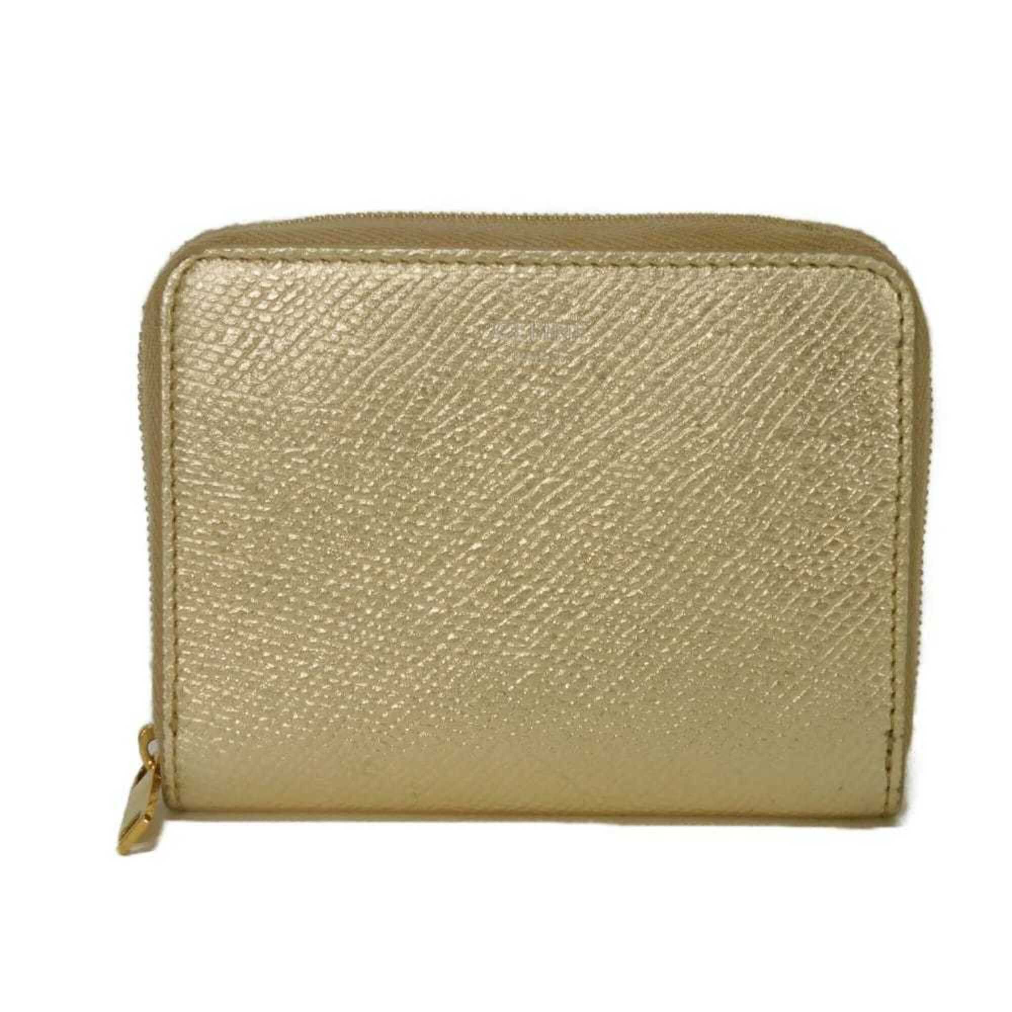 Celine Celine Coin Case, Laminated, Compact, Zip-around, New Logo, Metallic Gold, 10B663BG5.35OR, Men's & Women's Size ONE SIZE - 1 Thumbnail