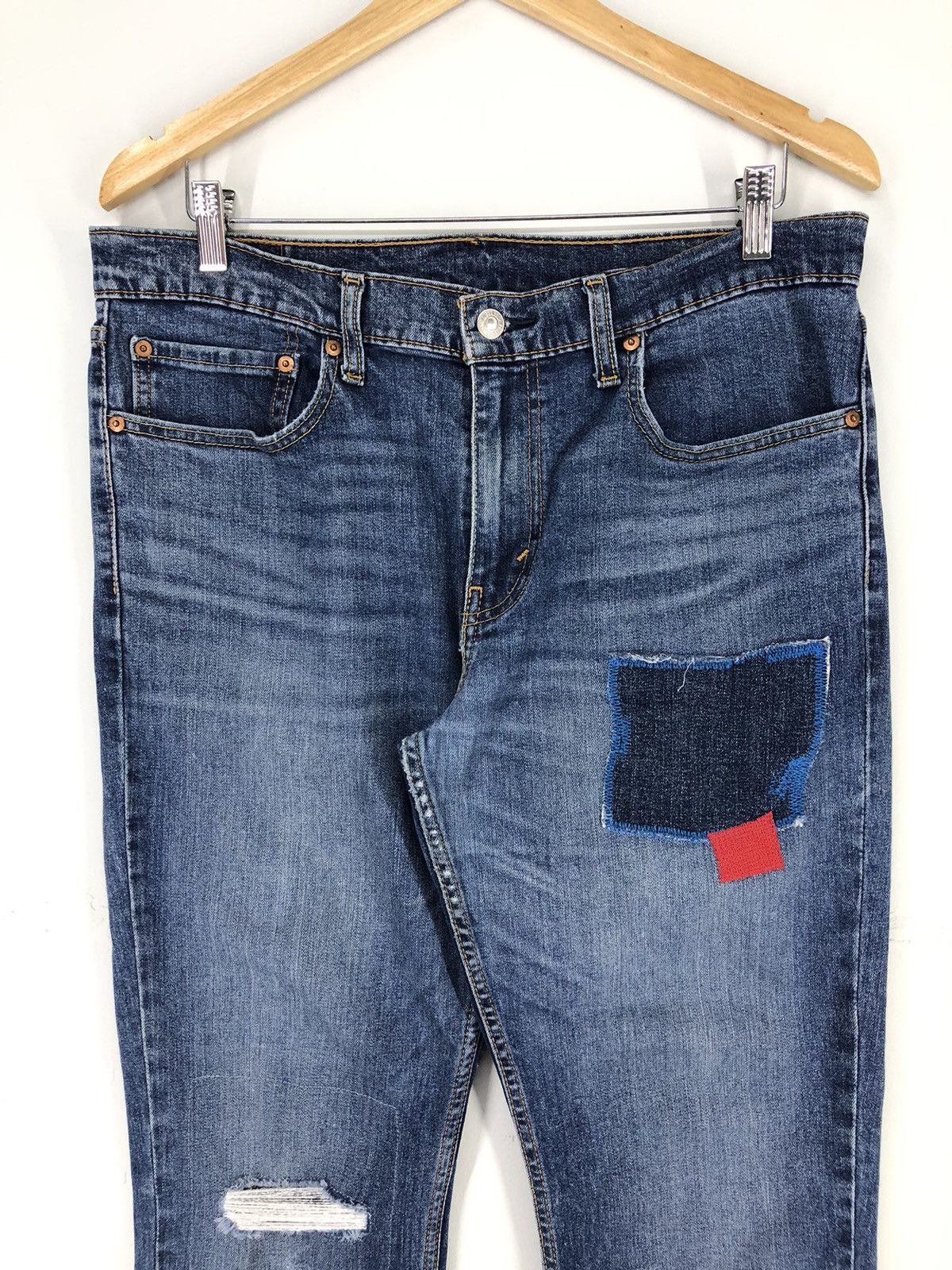 Levi's Vintage Levis 511 Patchwork Distressed Faded Blue Jeans Size US 34 / EU 50 - 3 Thumbnail