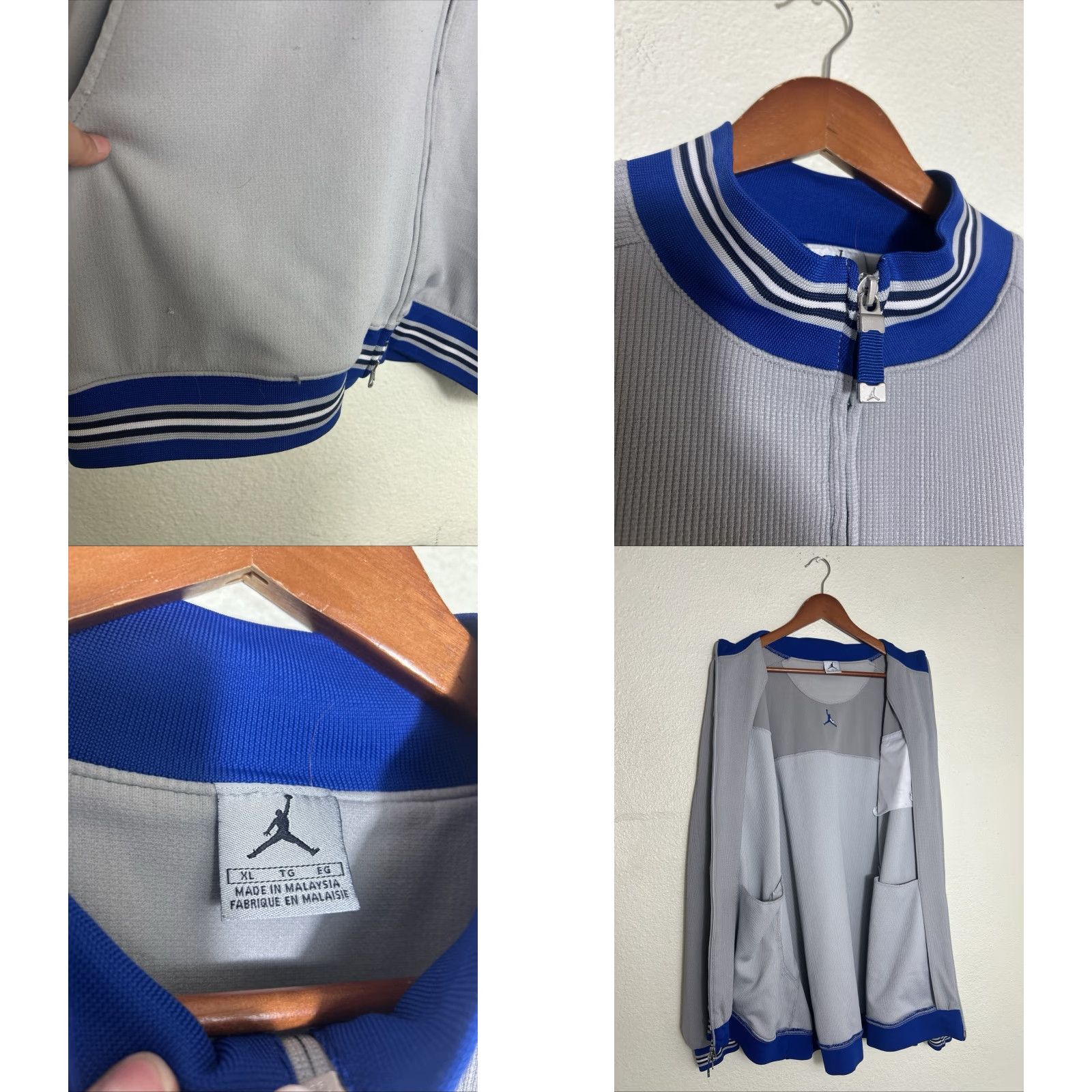 Jordan Brand Vtg Air JORDAN Jumpman Dbl Zip Warm Up Jacket Military Blue/Grey #23 UNC XL Size US XL / EU 56 / 4 - 8 Thumbnail