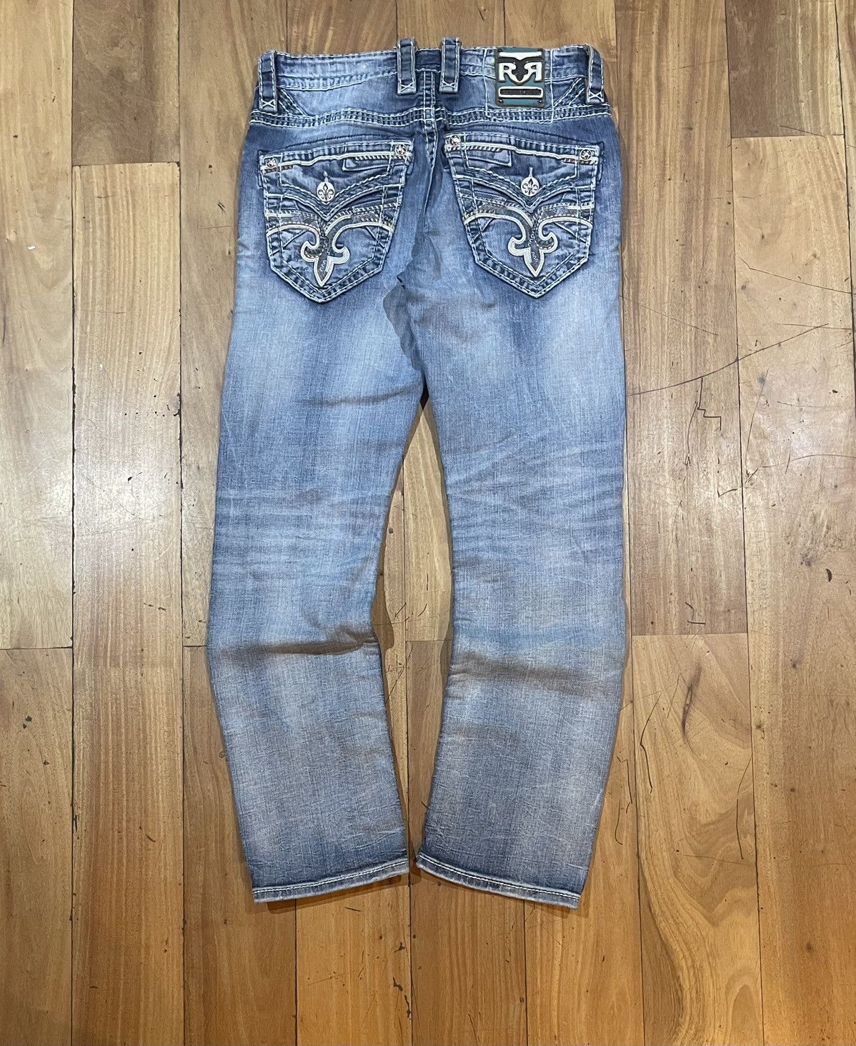 Rock Revival Vintage Blue rock revival Jeans 31Us Straight - Slim Y2K Size US 31 - 2 Thumbnail