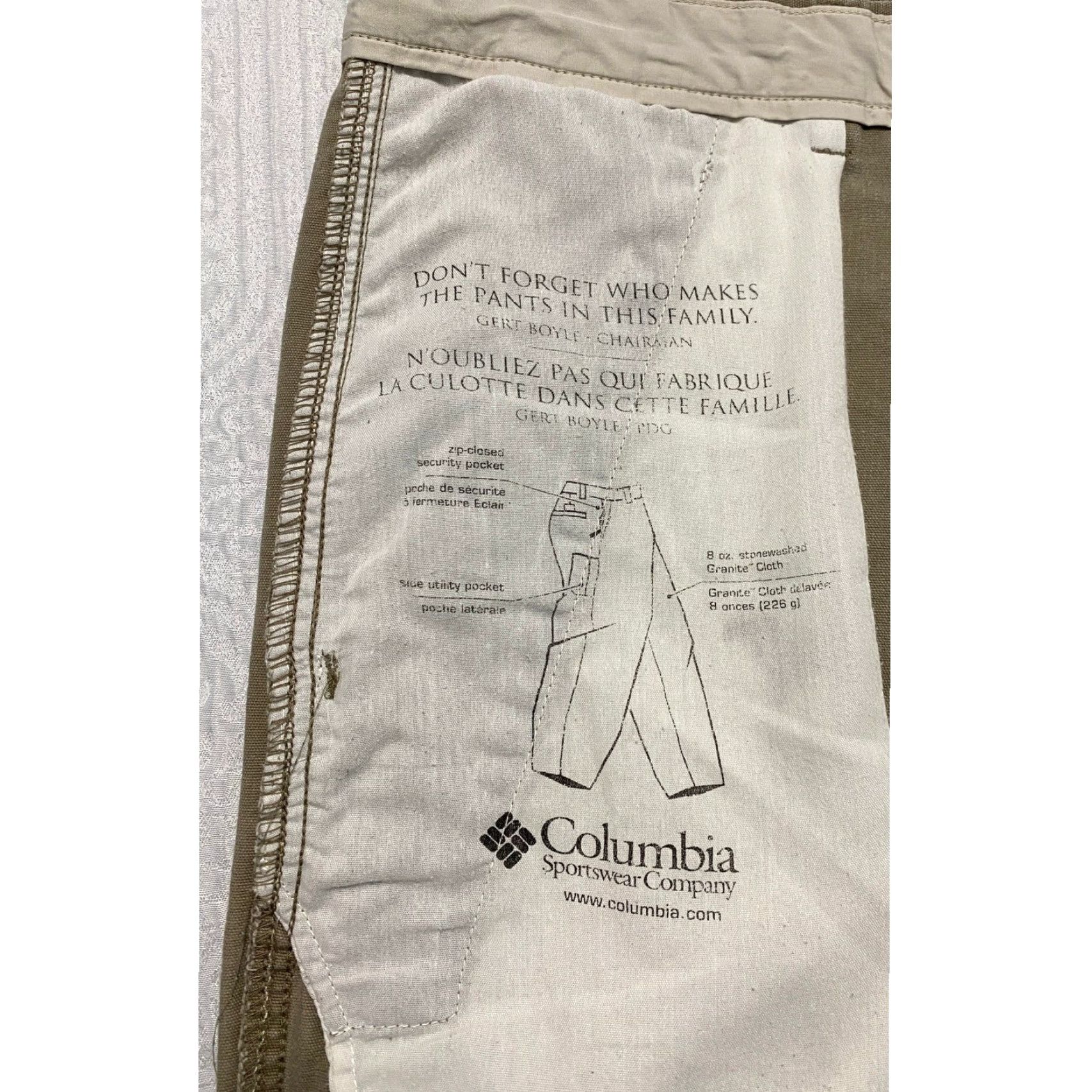 Vintage Columbia Cargo Pants Mens 36 Beige Cotton Canvas Work Utility Straight Front Zip Button Pockets Logo Size US 36 / EU 52 - 6 Thumbnail
