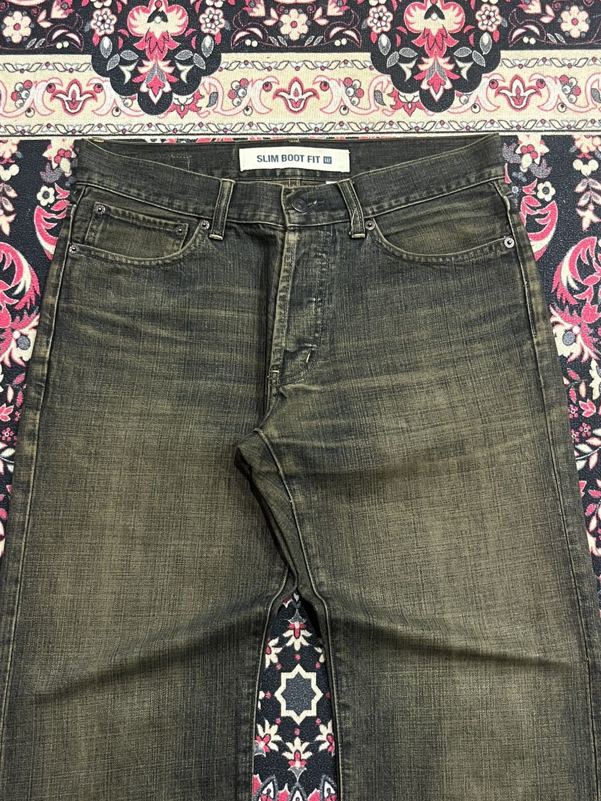 GOSTAR DE FUGA Vintage 1969 Gap Mud Washed Slim Boot Fit Buttonfly Jeans Size US 29 - 4 Thumbnail