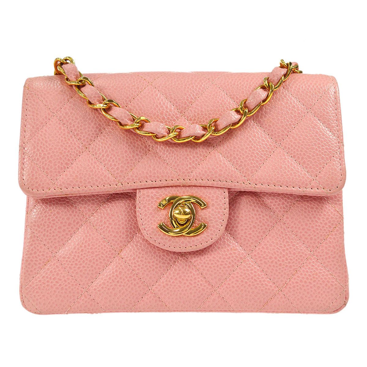 Chanel CHANEL Classic Flap Mini Square Chain Shoulder Bag Pink Caviar ...