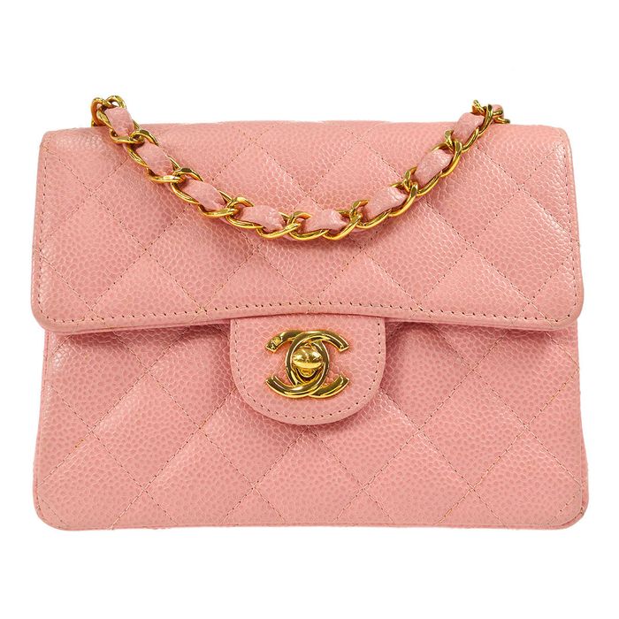 Chanel CHANEL Classic Flap Mini Square Chain Shoulder Bag Pink Caviar
