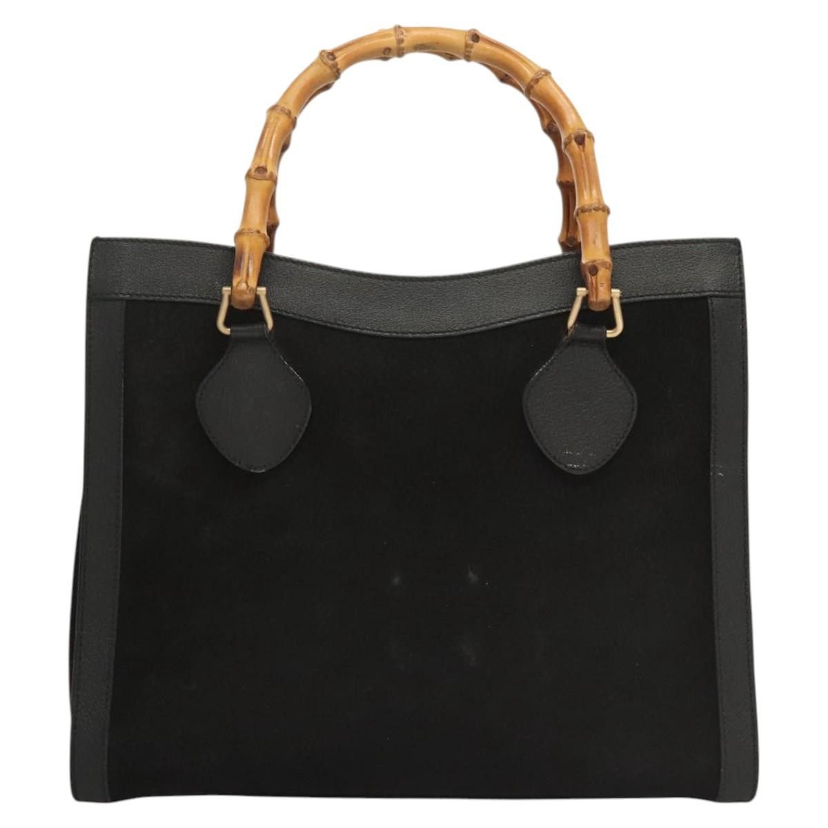 Gucci GUCCI Bamboo Hand Bag Suede Black Gold Size ONE SIZE - 3 Thumbnail