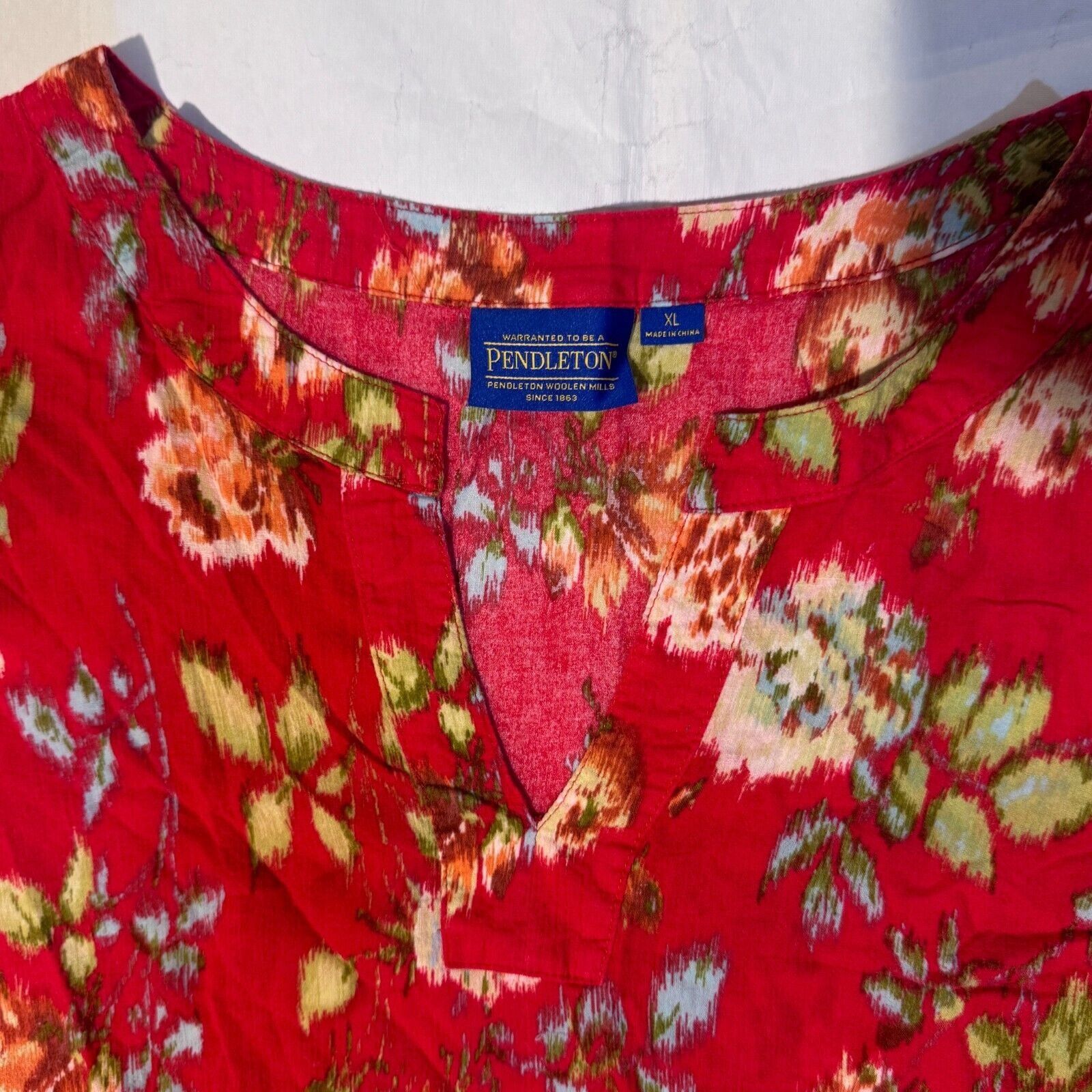 Pendleton Pendleton Floral Blouse Sz XL Roll Tab Sleeve Cotton Peasant Size XL / US 12-14 / IT 48-50 - 2 Thumbnail