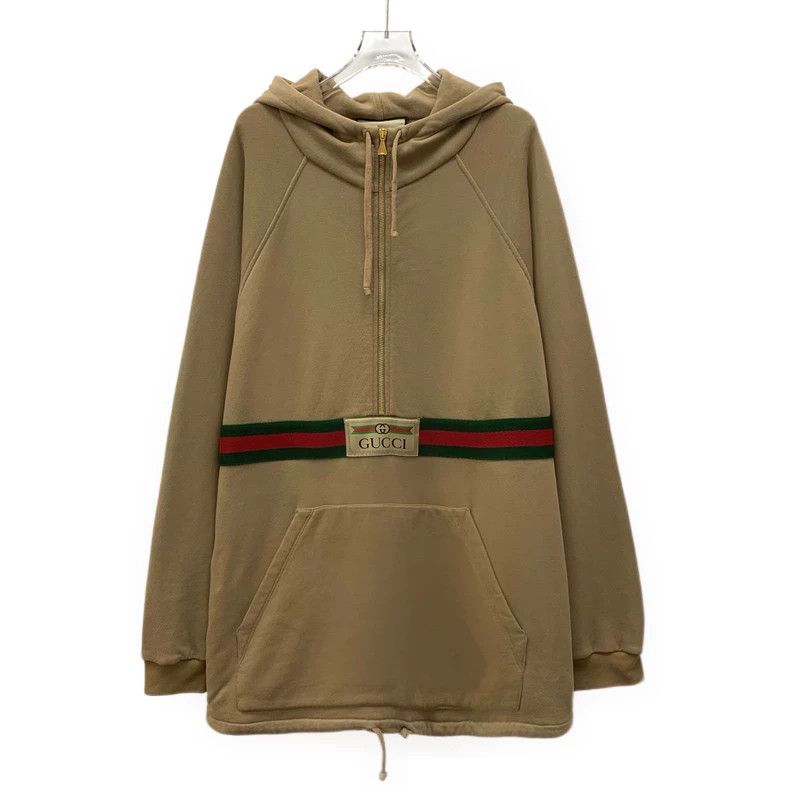 Gucci Gucci Dark brown striped webbing cotton hooded half-zip lo Size US XL / EU 56 / 4 - 1 Thumbnail