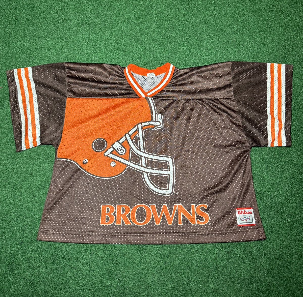 Wilson Vintage Cleveland Browns 80s 90s Wilson Cropped Boxy Jersey Size US XL / EU 56 / 4 - 1 Thumbnail