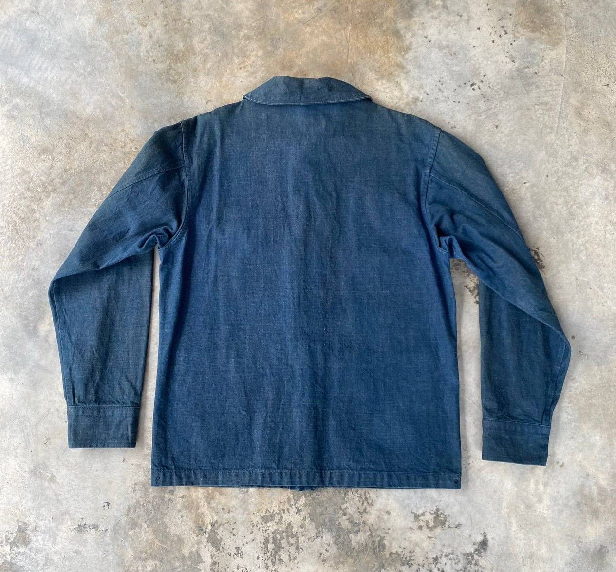 Vintage Vintage 40s-60s Shawl Collar French Blue Chore Denim Jacket Size US L / EU 52-54 / 3 - 6 Thumbnail
