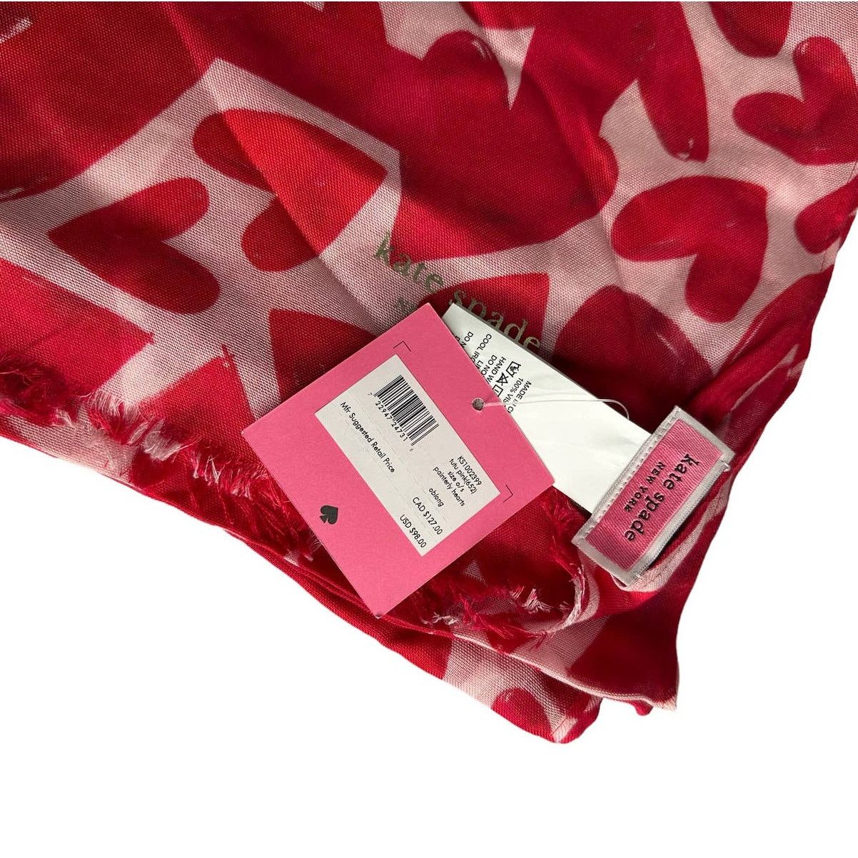 Kate Spade Kate Spade New York Painterly Hearts Oblong Scarf Pink tutu Size ONE SIZE - 5 Thumbnail