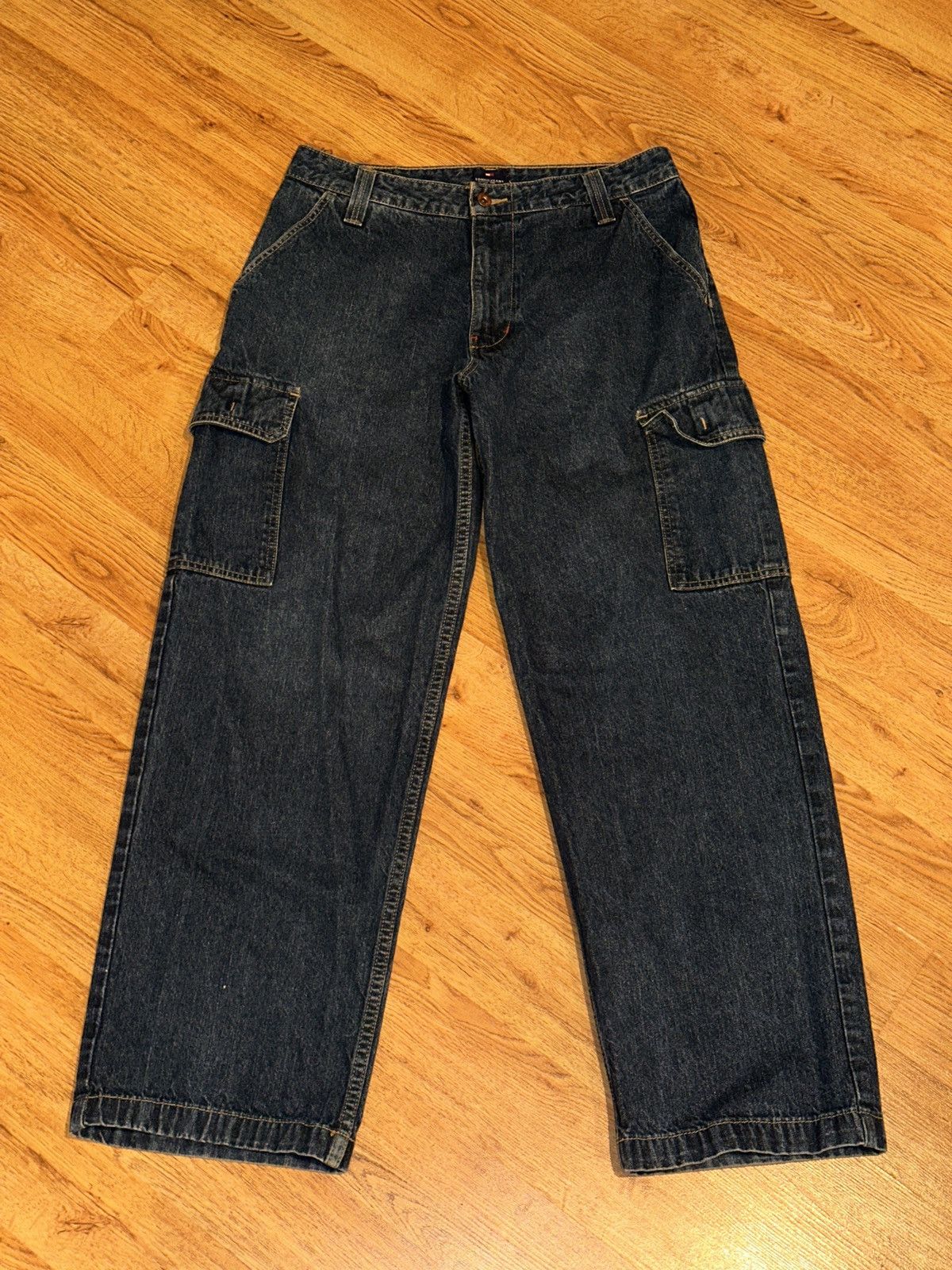 Tommy Hilfiger × Vintage Y2K TOMMY HILFIGER Baggy Rave Cargo Jeans 33x31 Size US 33 - 8 Thumbnail