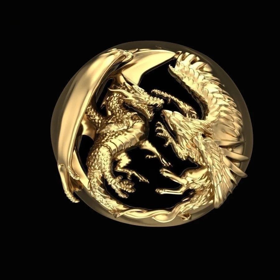 Jewelry × Vintage Personality Domineering Dragon Phoenix Ring Size ONE SIZE - 3 Thumbnail