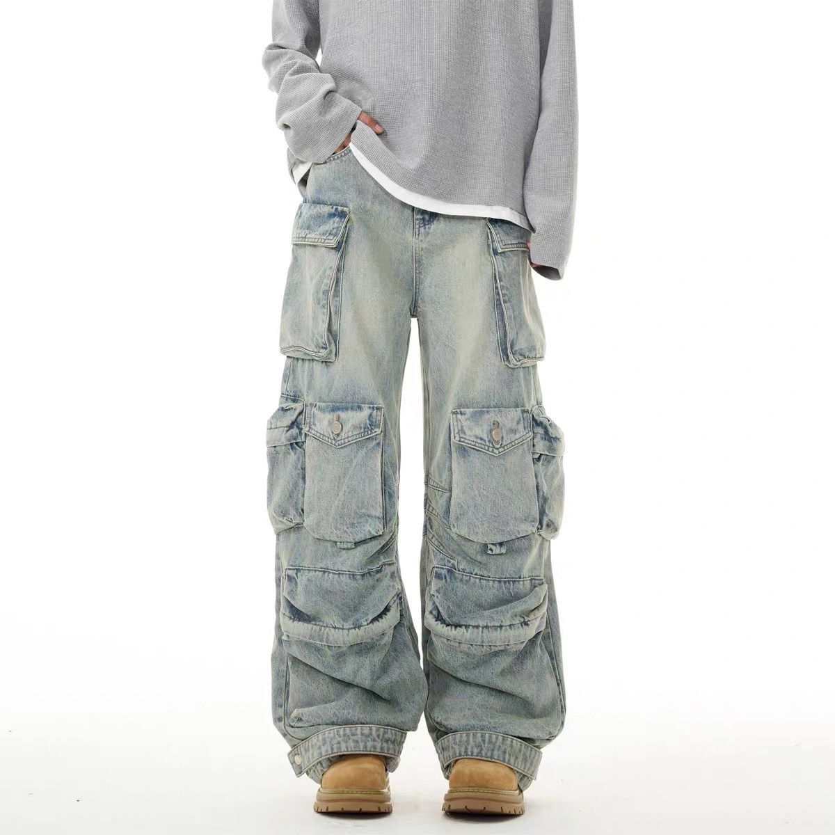 Other Cargo Baggy Men Jeans American Vintage Multi-pocket Size US 31 - 1 Thumbnail