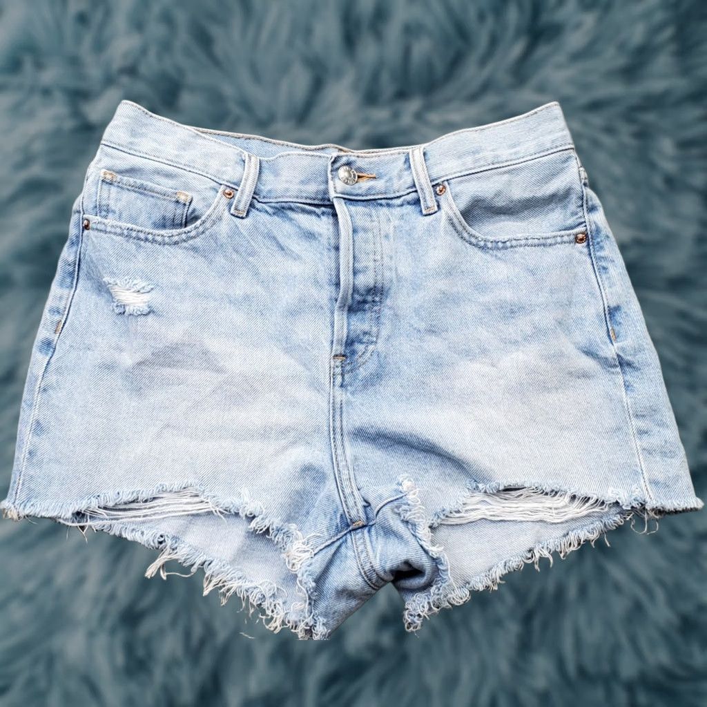 Express Express Womens Jeans Shorts 6 Blue Denim High Rise Button Fly 2" Inseam Shirt? Size 28" / US 6 / IT 42 - 1 Thumbnail