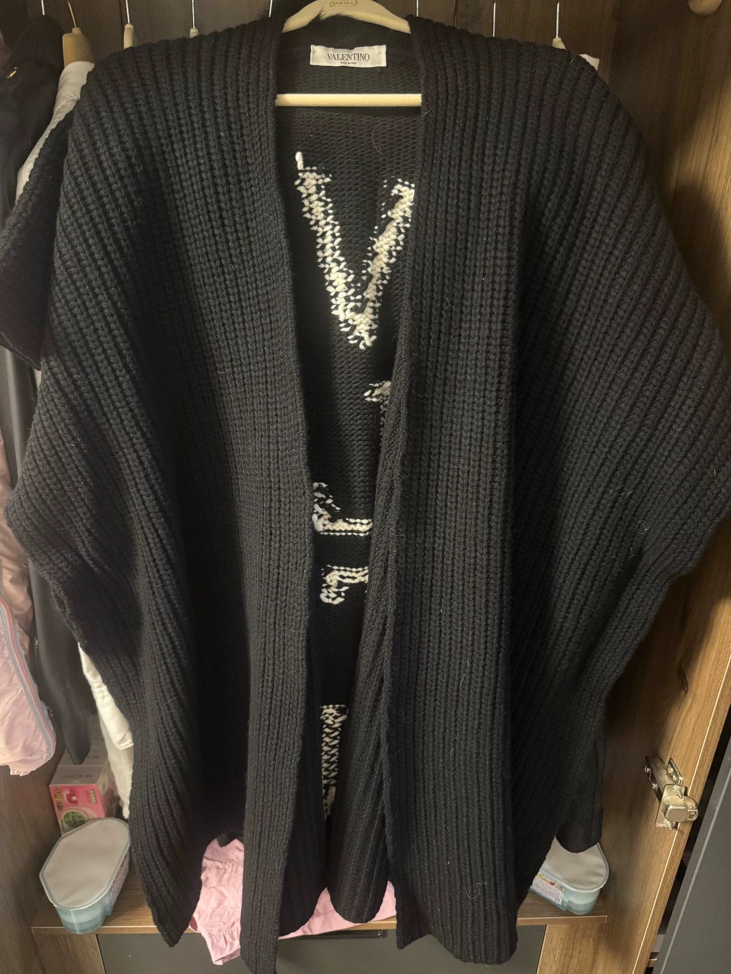 Valentino Black Wool Shawl XS