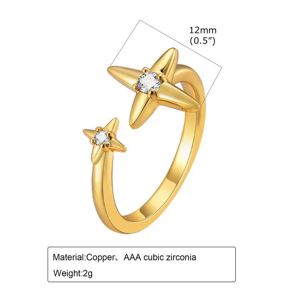 Other Chic Double Stars Ring Size ONE SIZE - 2 Thumbnail