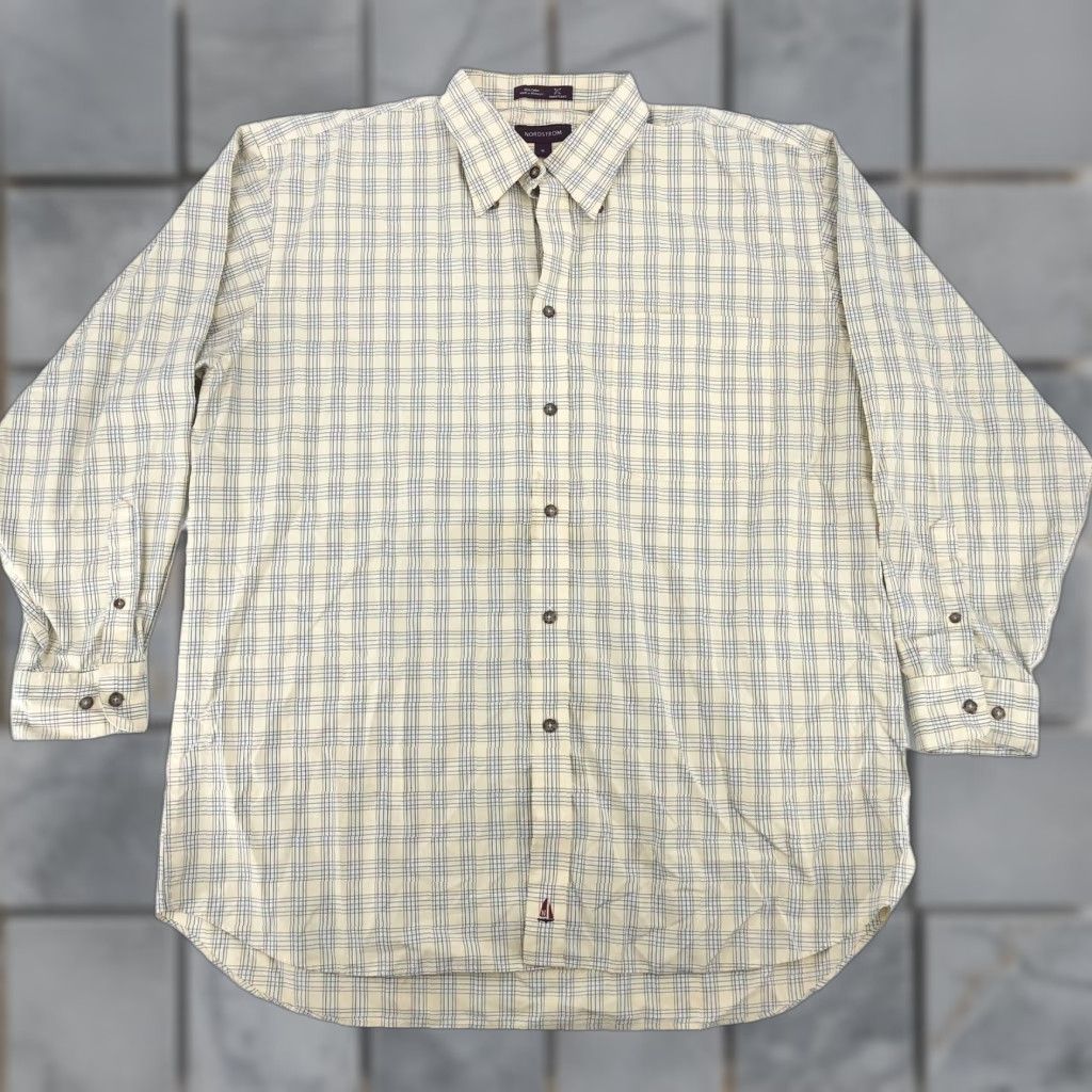 Nordstrom VINTAGE Nordstrom Shirt XL Yellow Blue Plaid Button Up Wrinkle Free 100%Cotton STAIN Mens XL Yellow Plaid Han Rhine? Size US XL / EU 56 / 4 - 1 Thumbnail