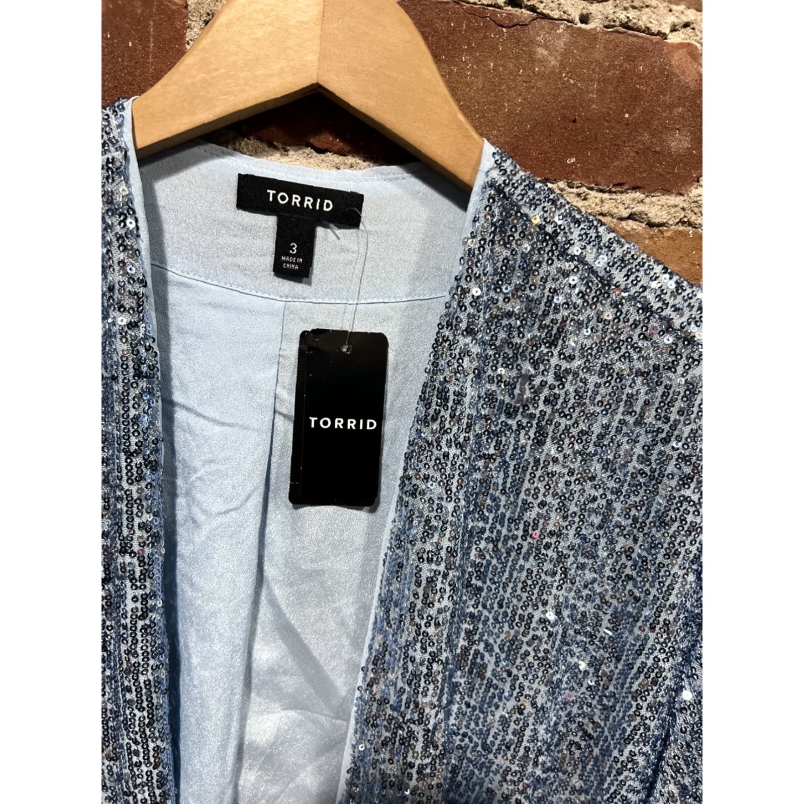 Torrid Torrid Sequin Kimono Cardigan Blue Long Sleeve Open Front NWT Size 3XL Women Regular Holiday Wedding Party/Cocktail High Low Hem Vintage No Size XXL / US 16-18 / IT 52-54 - 2 Thumbnail