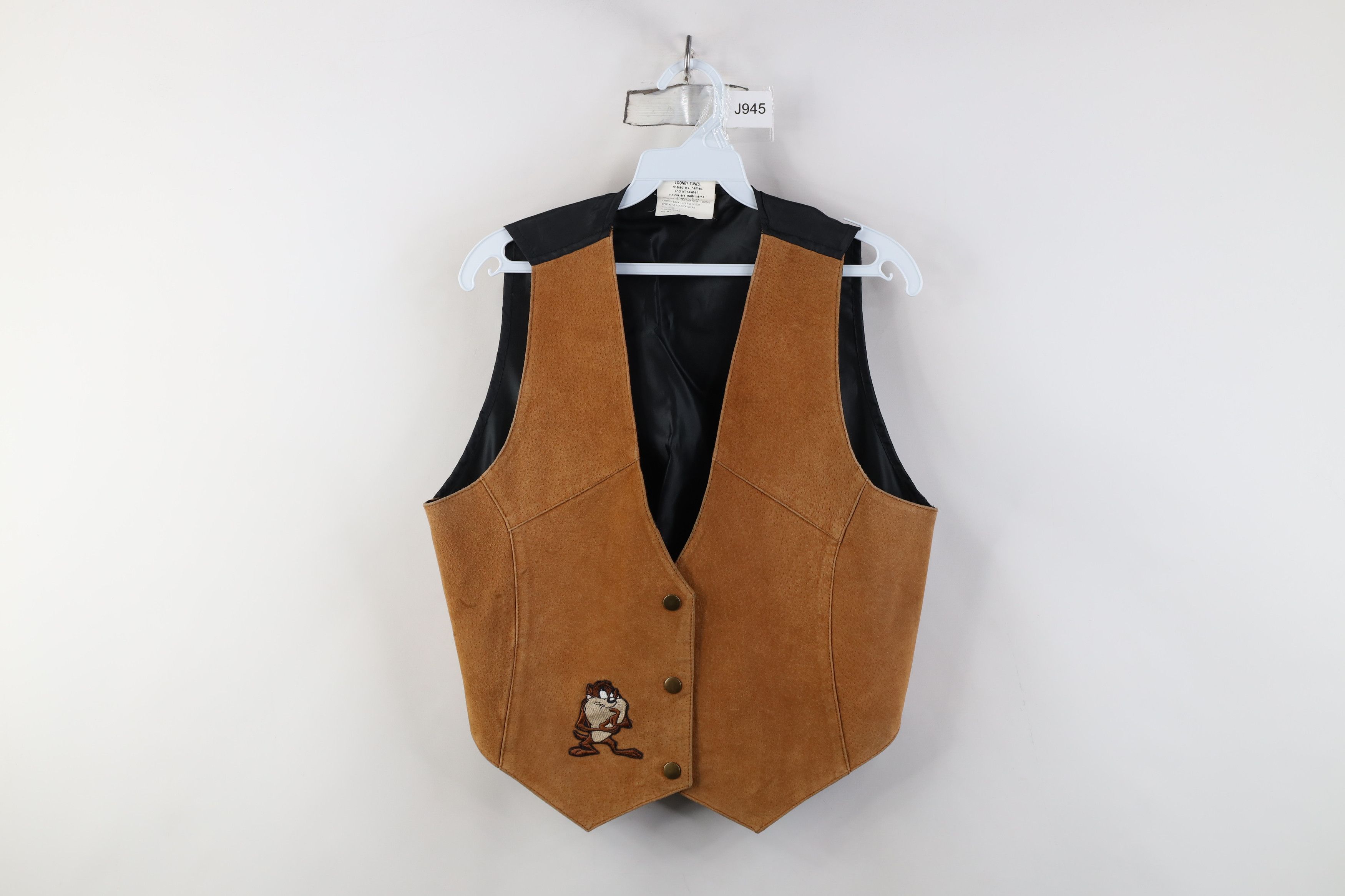 Vintage Vintage 90s Looney Tunes Tazmanian Devil Suede Leather Vest Size M / US 6-8 / IT 42-44 - 1 Thumbnail