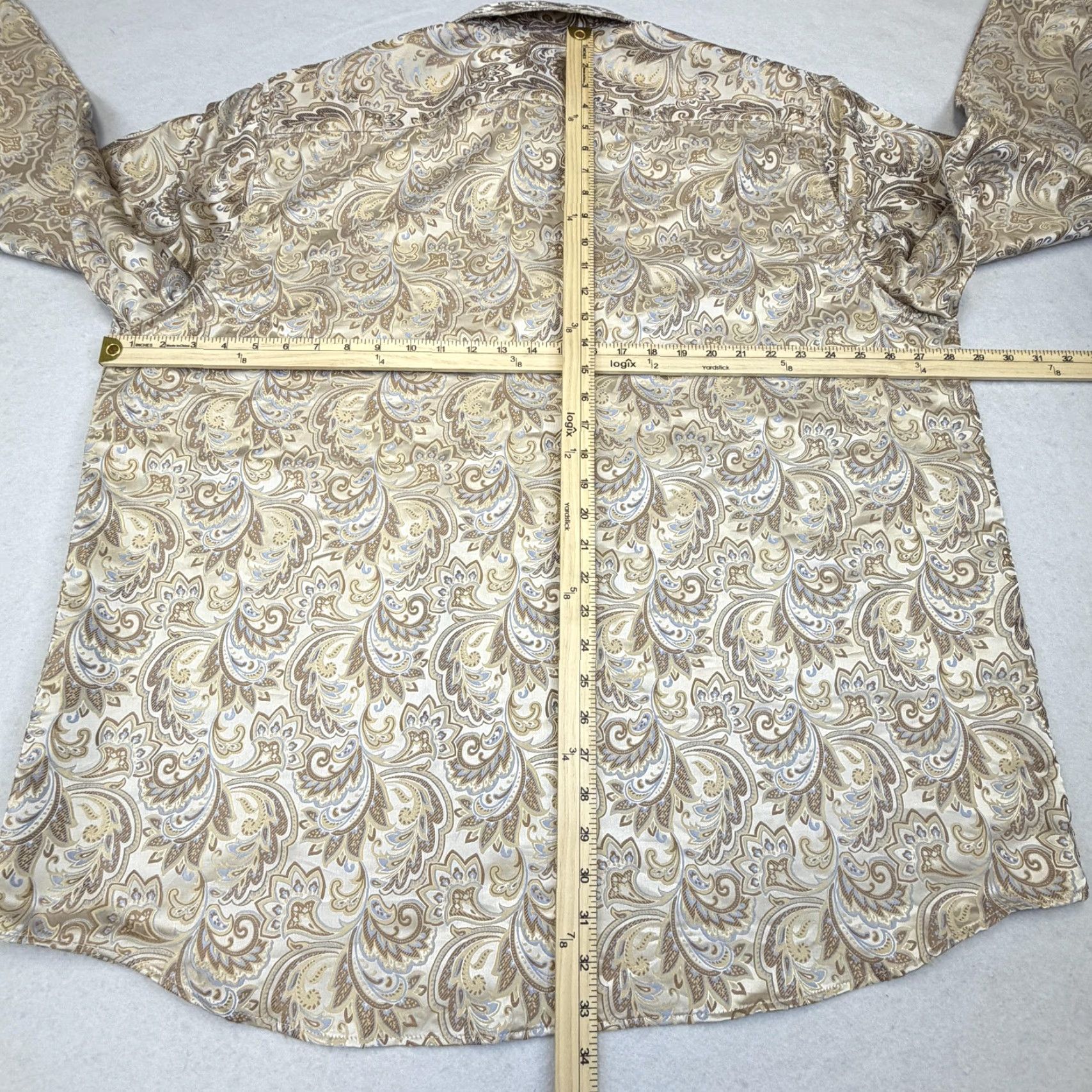 Vintage DiBanGu Shirt Mens 3XL Beige Paisley Silk Blend Long Sleeve Button Up Party Casual Size US XXL / EU 58 / 5 - 7 Thumbnail