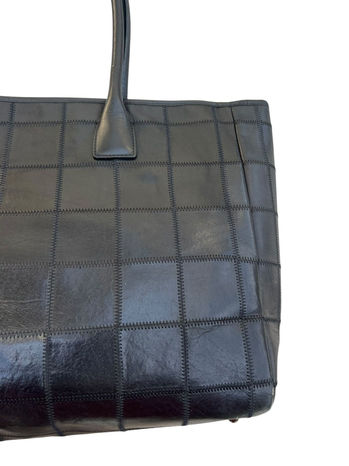 Leather TRION Japan Black Patchwork Leather Tote Bag Size ONE SIZE - 9 Thumbnail