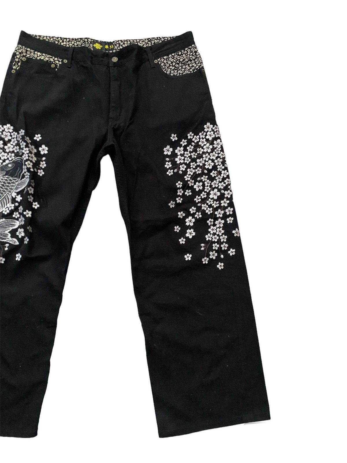 Japanese Brand JAPAN BRAND TATOO JEANS KOI FISH SUKAJAN YAKUZA STYLE Size US 40 / EU 56 - 2 Thumbnail
