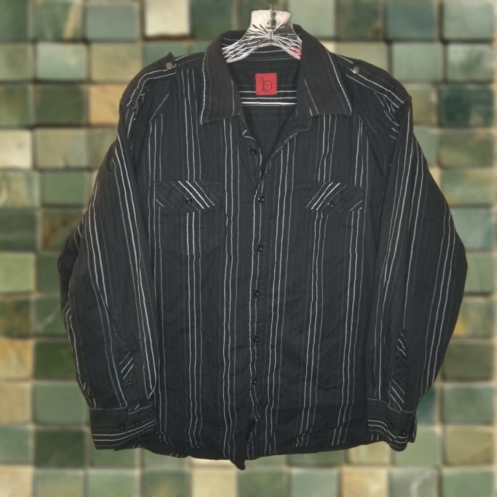 Vintage B Line Mens Black Long Sleeve Button-Up XL Size US XL / EU 56 / 4 - 1 Thumbnail