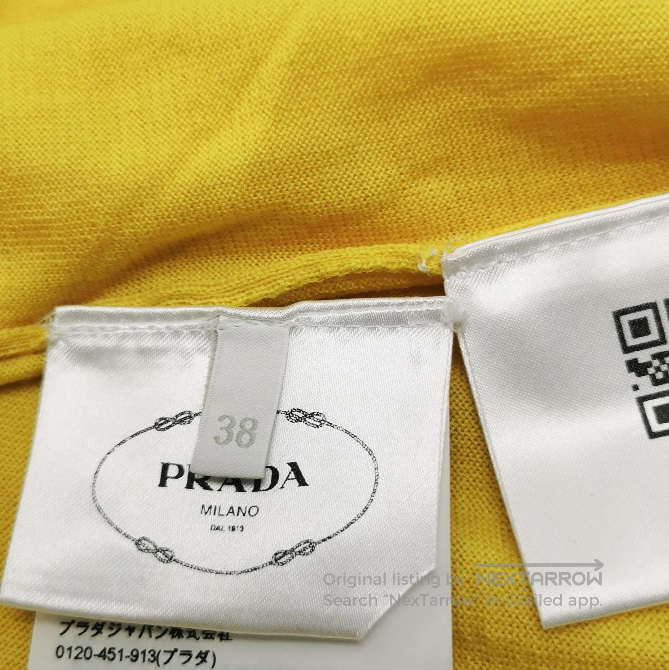Prada Prada Yellow Logo Knit Short Sleeve Top . Size S / US 4 / IT 40 - 8 Thumbnail