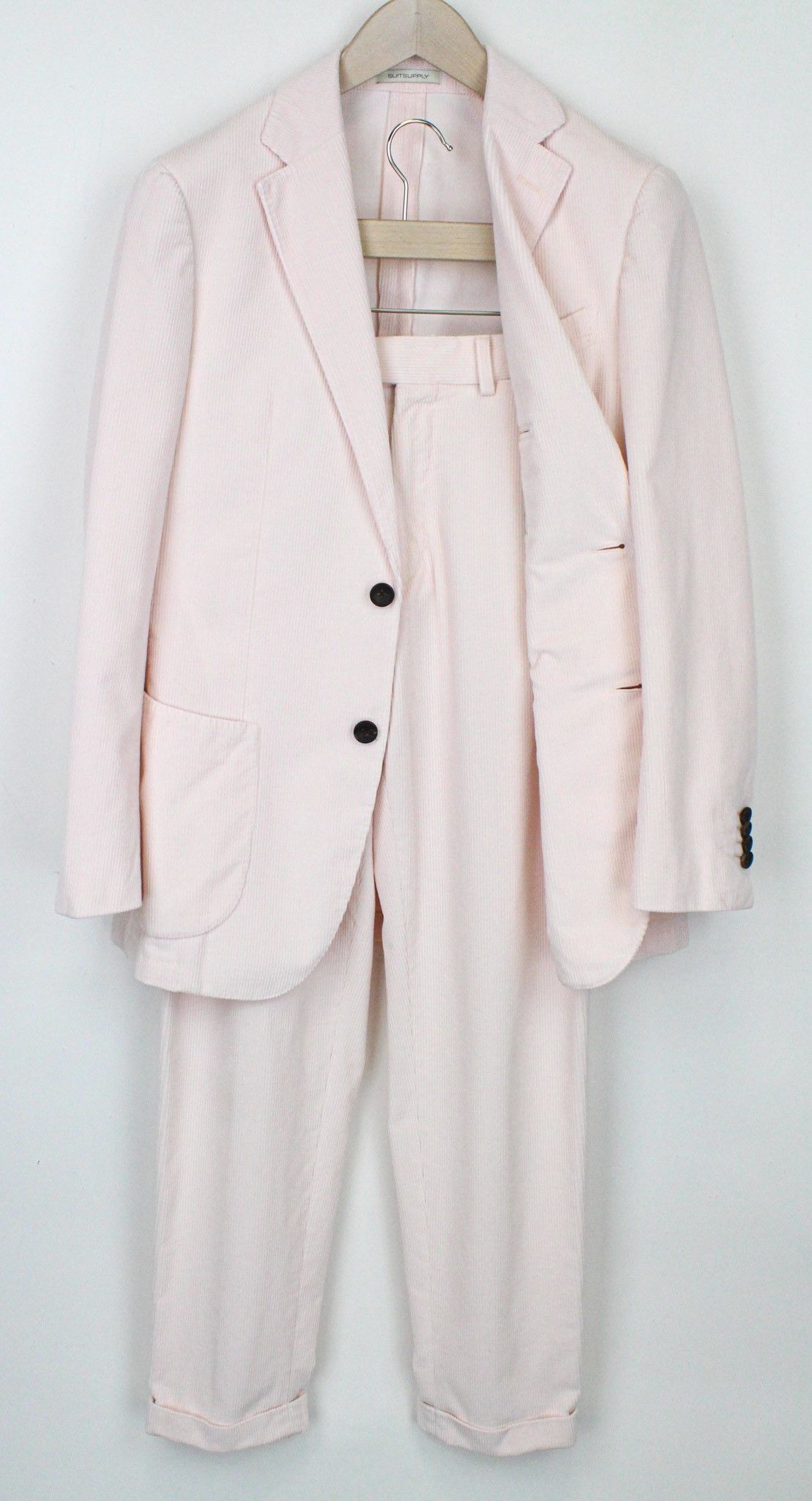 image of Suitsupply Havana Uk36R Pink Cotton Velvet Corduroy Suit 71588, Men's