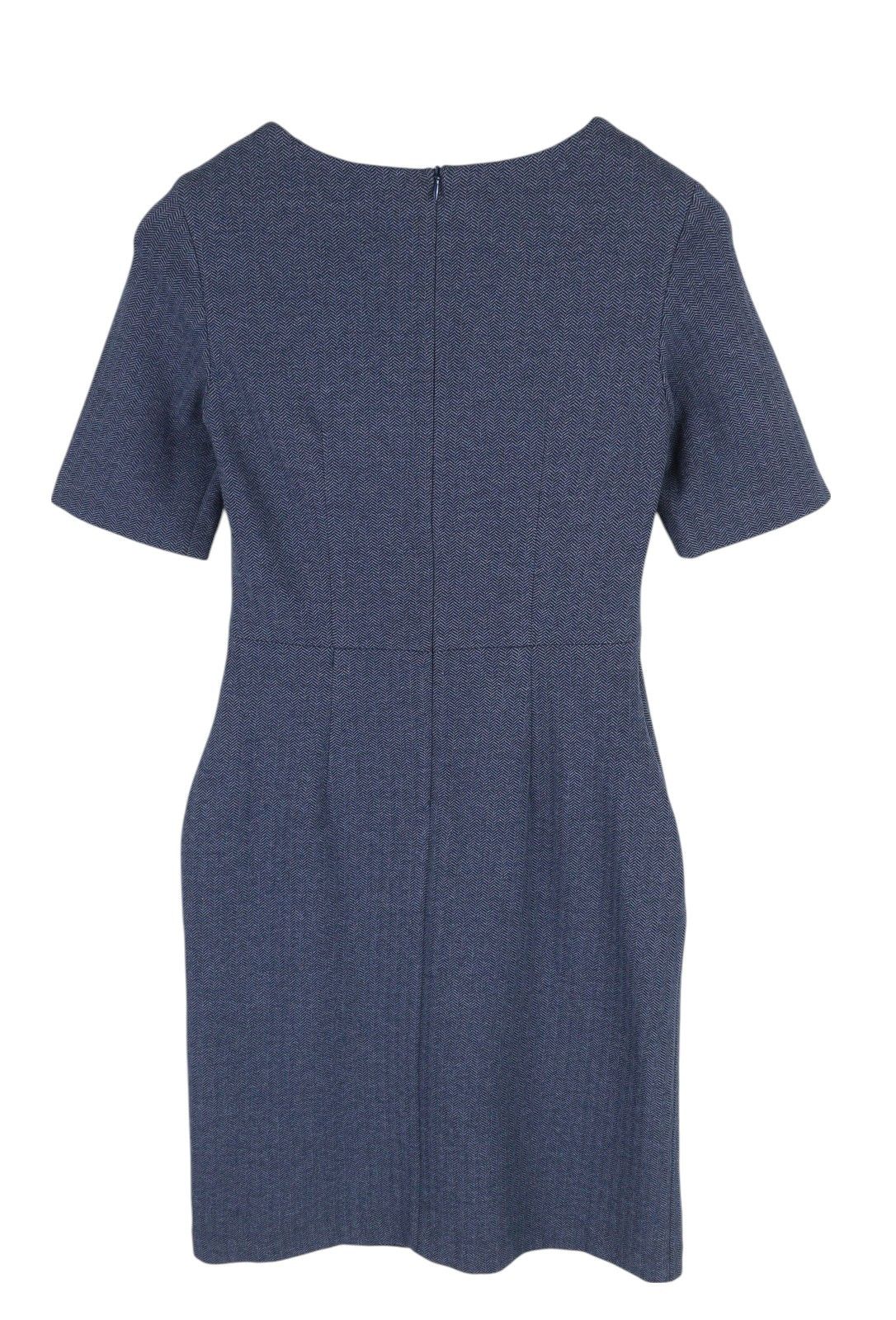 Gant HERRINGBONE JERSE EU34 Blue Round Neck Dress 85193 Size XS / US 0-2 / IT 36-38 - 2 Thumbnail