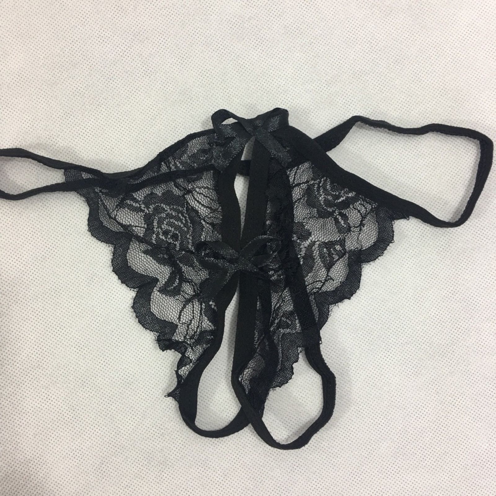 Other Lace Open Crotch G String Thong Black One Size Size ONE SIZE - 3 Thumbnail