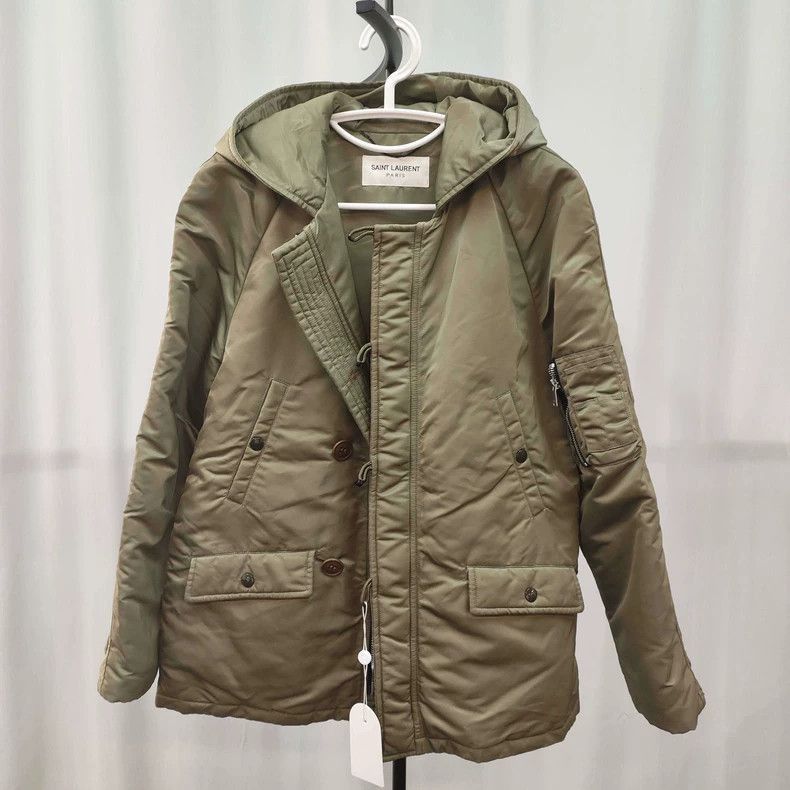 Saint Laurent Paris YSL Green Cotton Hooded Jacket Size US L / EU 52-54 / 3 - 1 Thumbnail