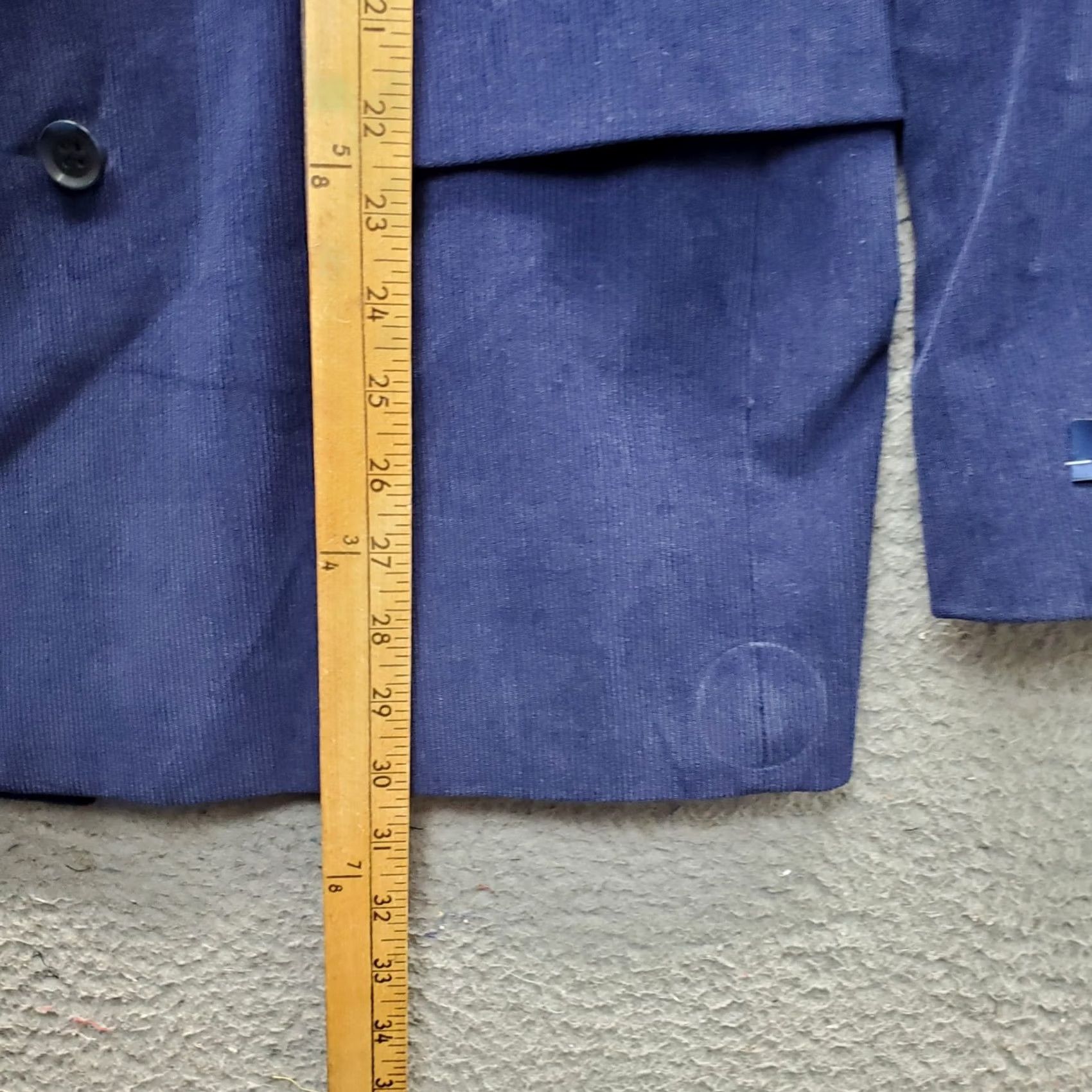 Stafford Stafford Navy Corduroy Blazer Mens 48 Slim Fit Double Breasted Peak Lapel Jacket Size 48R - 4 Thumbnail