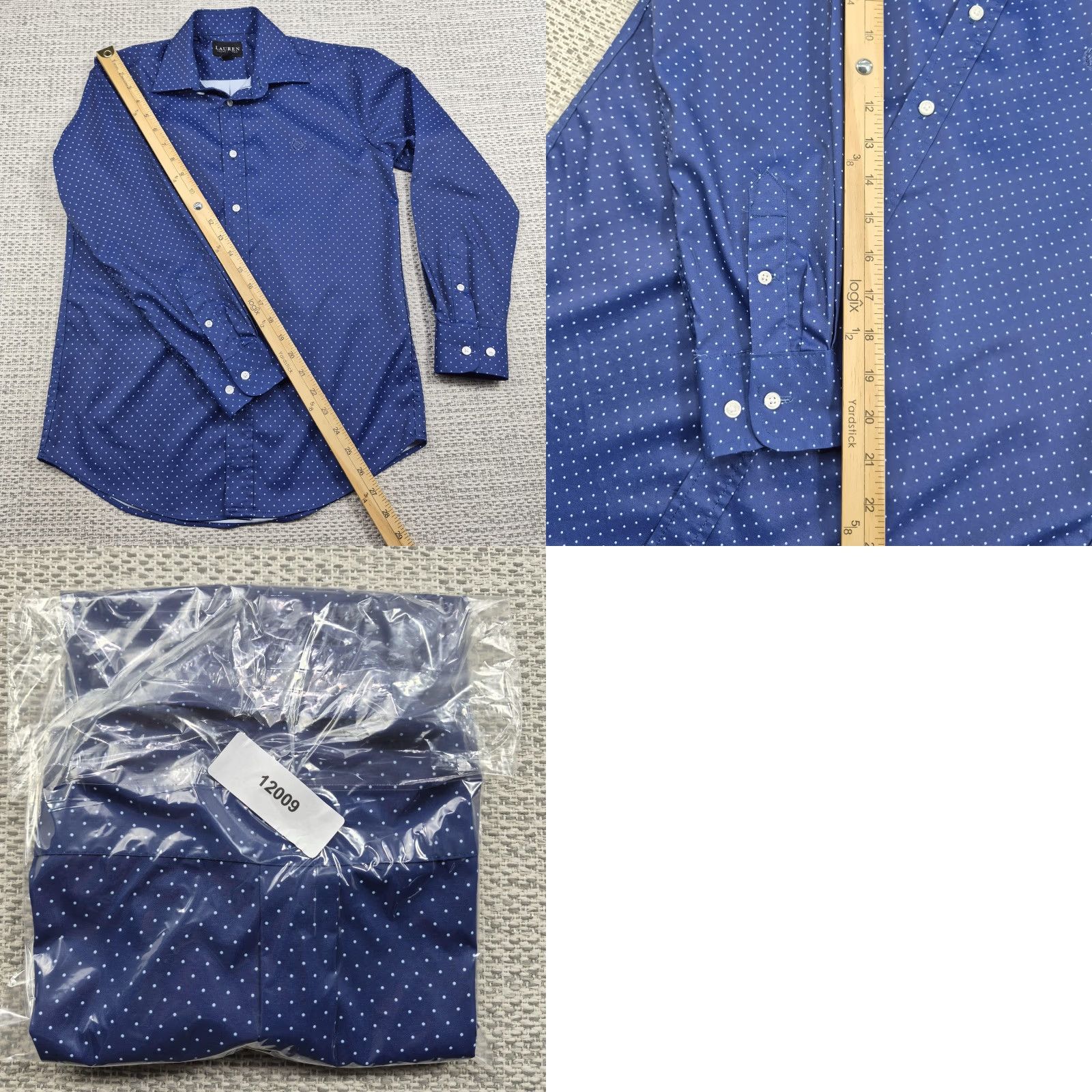 Ralph Lauren Lauren Ralph Lauren Shirt Womens 14 Blue Polka Dot Button Up Stretch Long Sleeve Size XL / US 12-14 / IT 48-50 - 9 Thumbnail