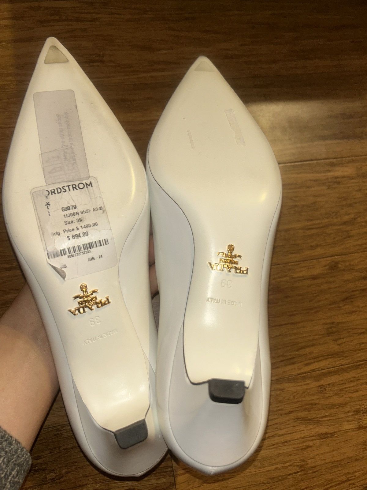 Prada PRADA Bunny Brushed Leather Kitten Heel Pumps Floral Size US 9 / IT 39 - 6 Thumbnail