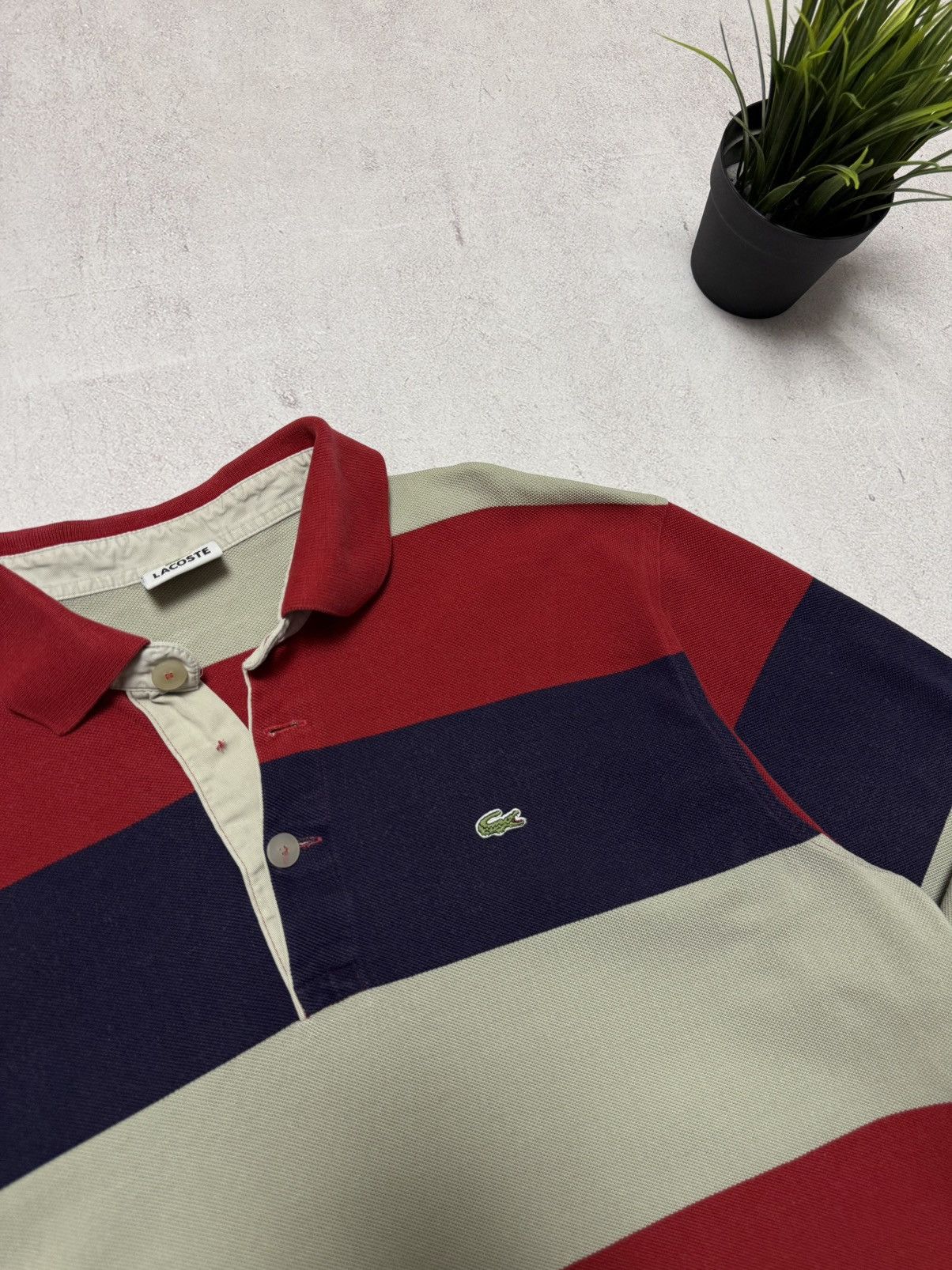 Lacoste × Vintage Vintage Lacoste Rugby Striped Sweatshirt Polo Y2K 90s Size US L / EU 52-54 / 3 - 3 Thumbnail