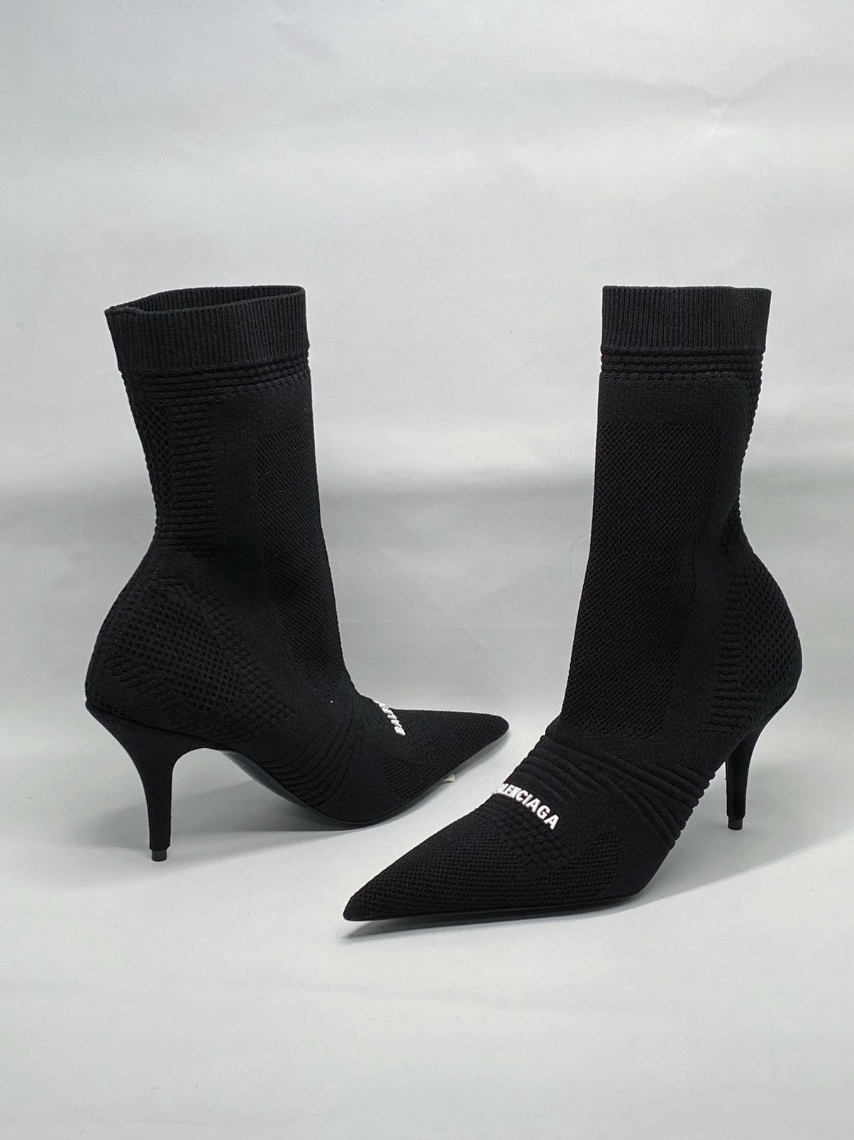 Balenciaga Balenciaga Knife 2.0 logo-appliquéd stretch-knit ankle boots Size US 6 / IT 36 - 1 Thumbnail