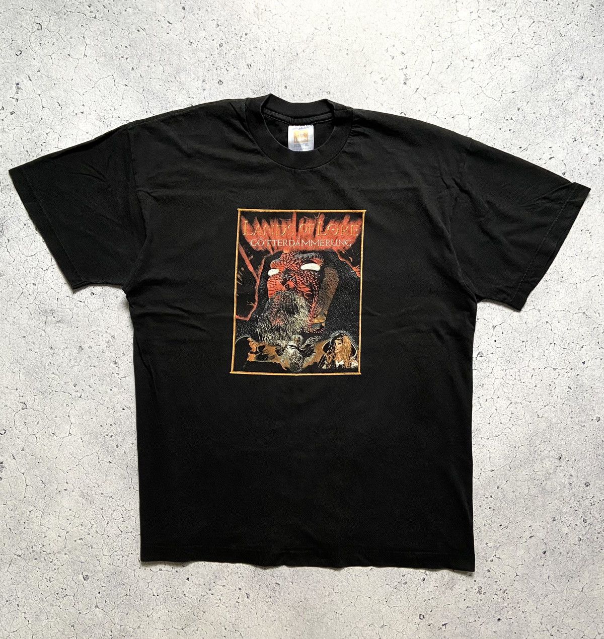 image of Exclusive Game x The Game Lands Of Lore 1997 Game Promo 90's Vintage Faded T-Shirt in Faded Black (