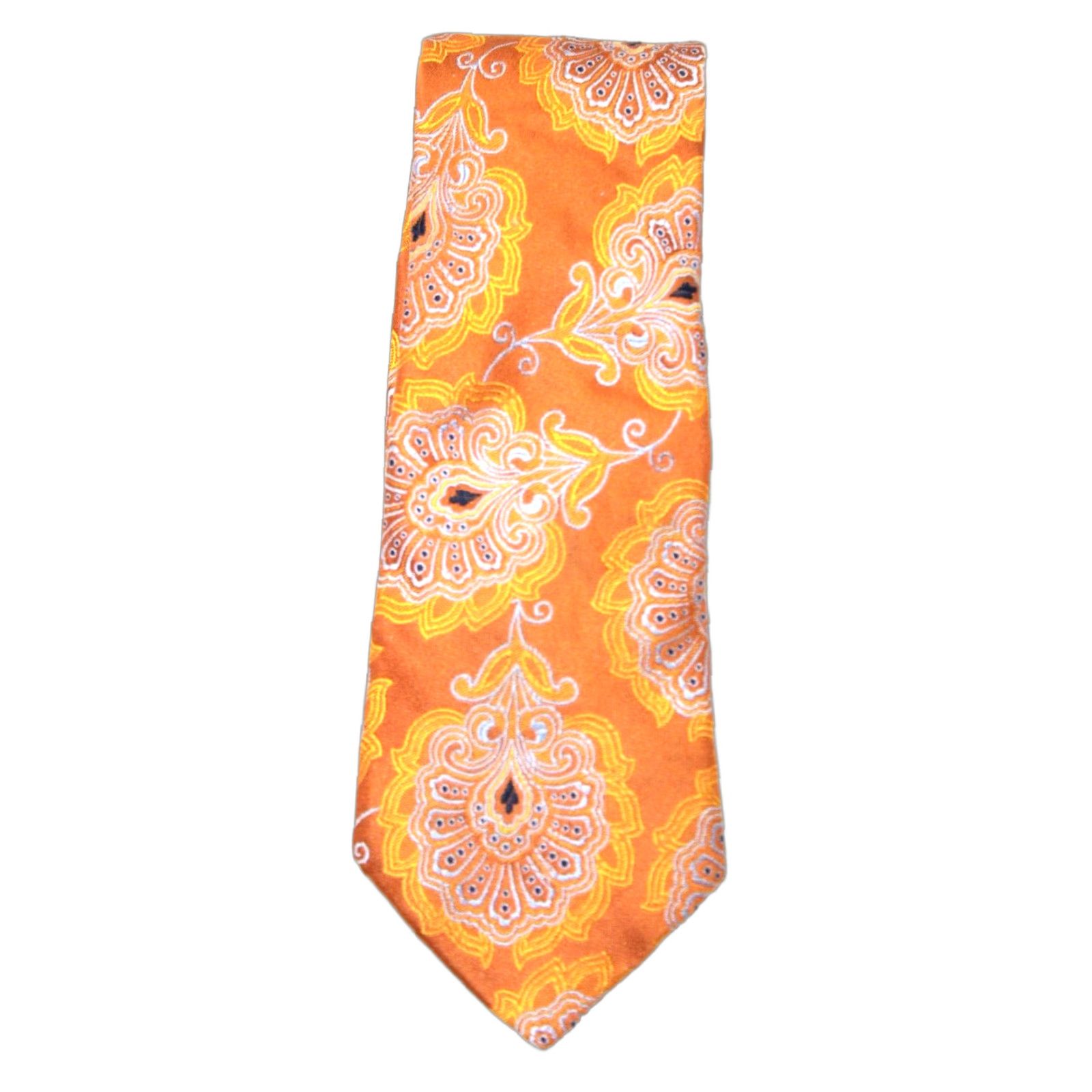 Ike Behar IKE BEHAR Tie Men Silk Necktie Orange Floral Geometric Handmade USA 59" 3" Classic Designer Abstract Vintage No (Pre-Owned) Size ONE SIZE - 1 Thumbnail