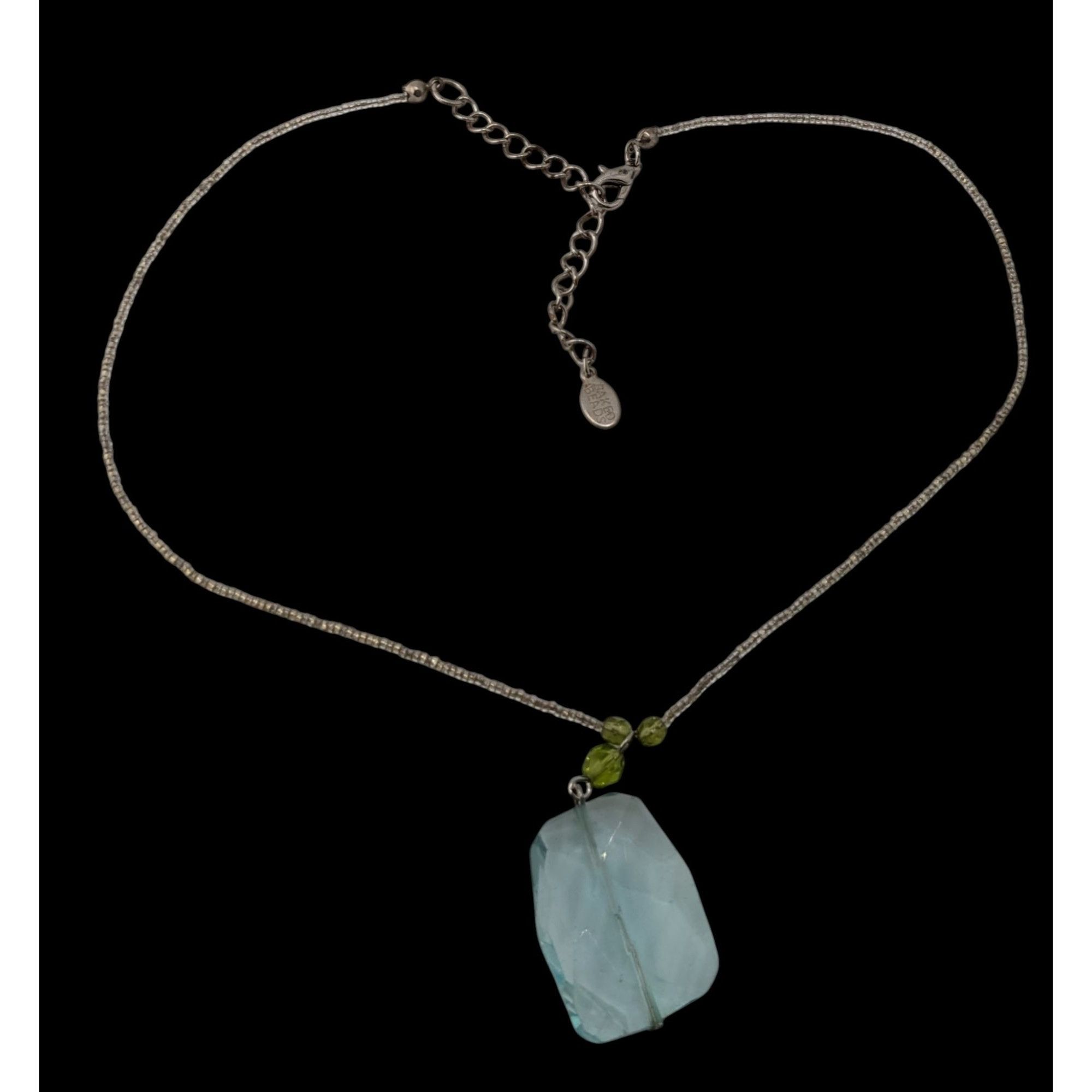 Other Baked Beads Aqua Glass Pendant Necklace Size ONE SIZE - 2 Thumbnail