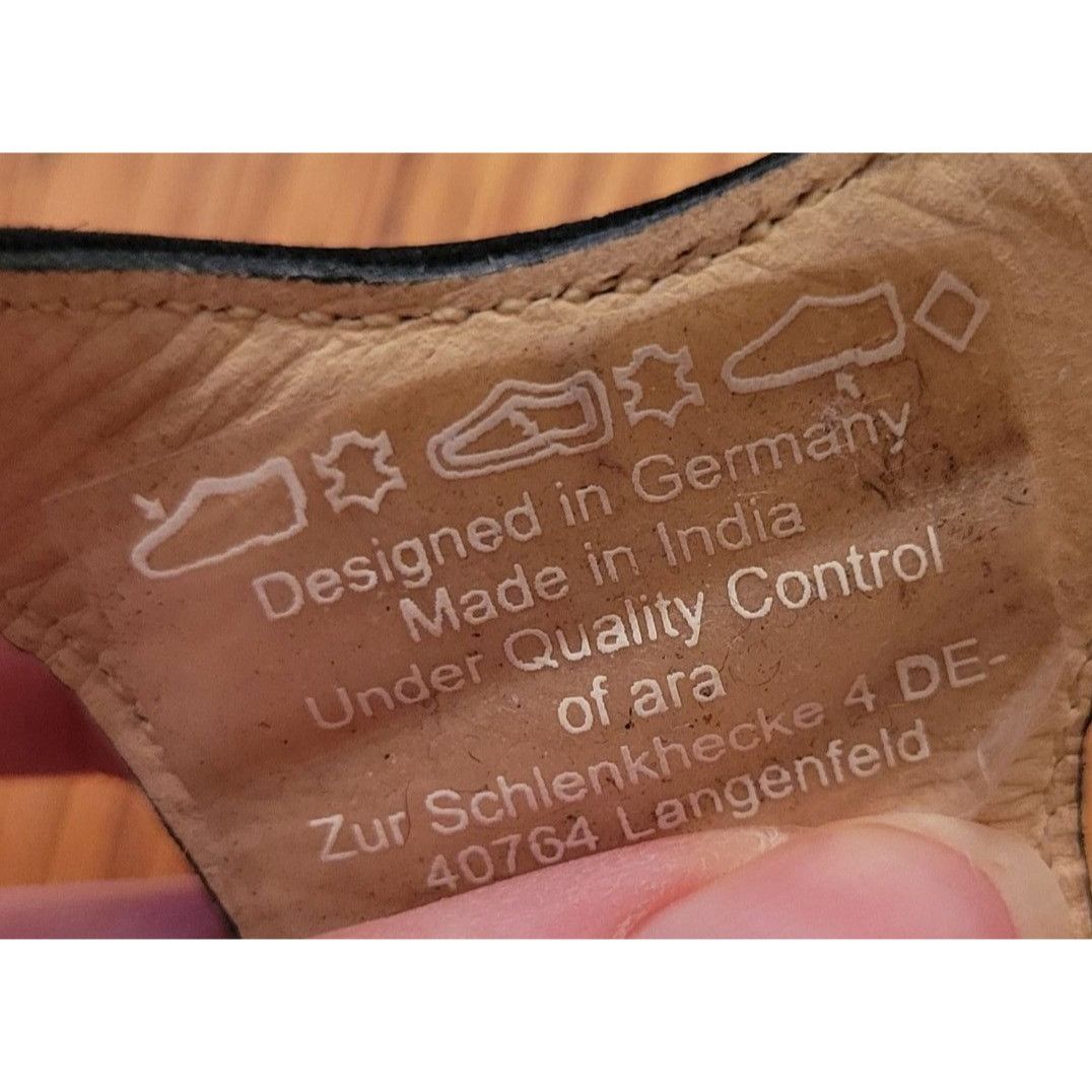 ARA Germany 39 Black Suede Leather Sandals Wedge Platform Op