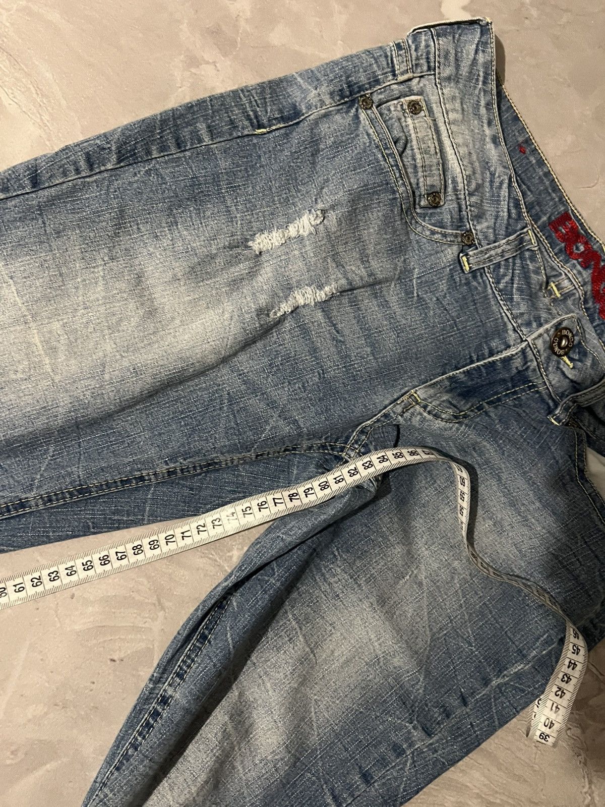 Japanese Brand Destroyed Wash Flared Glamour Sexy Fit Jeans Size US 31 - 7 Thumbnail